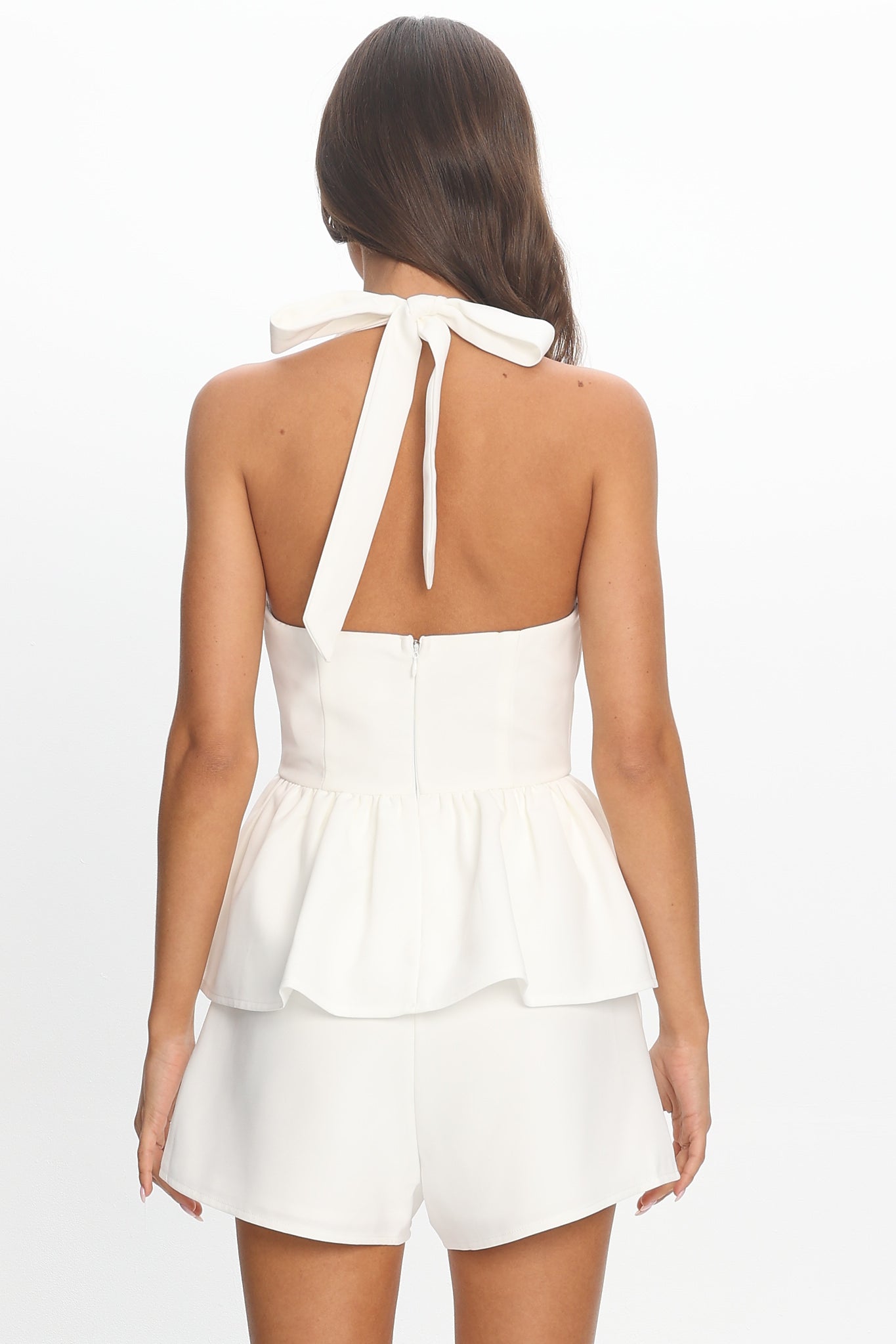 Molly Halter Peplum Top White - L Molly Halter Peplum Top White - L