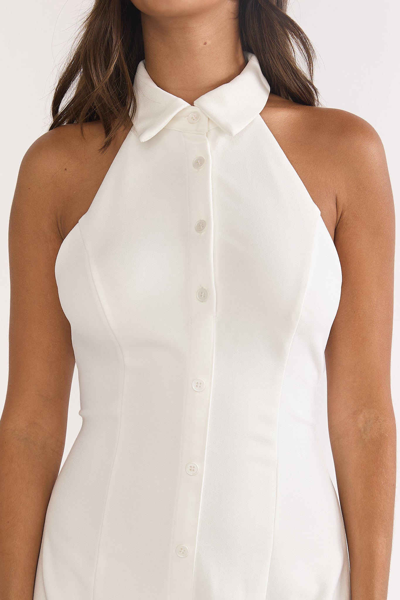 Esmarie Collared Maxi Dress White by Selfie Leslie