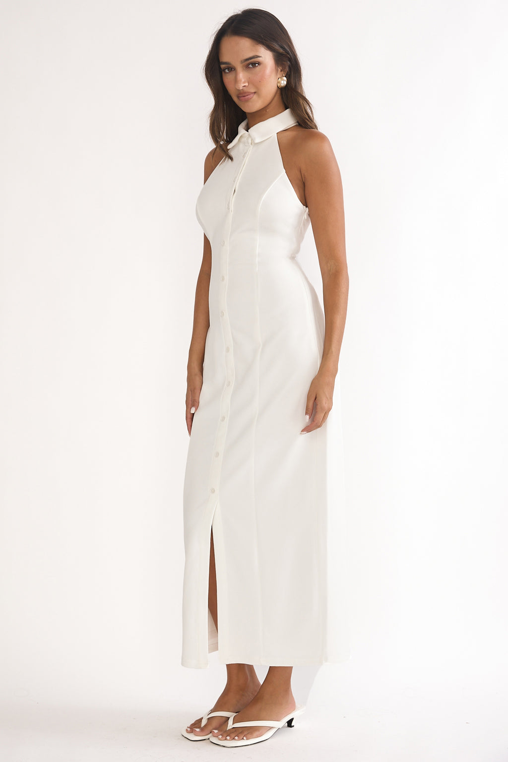 Esmarie Collared Maxi Dress White by Selfie Leslie