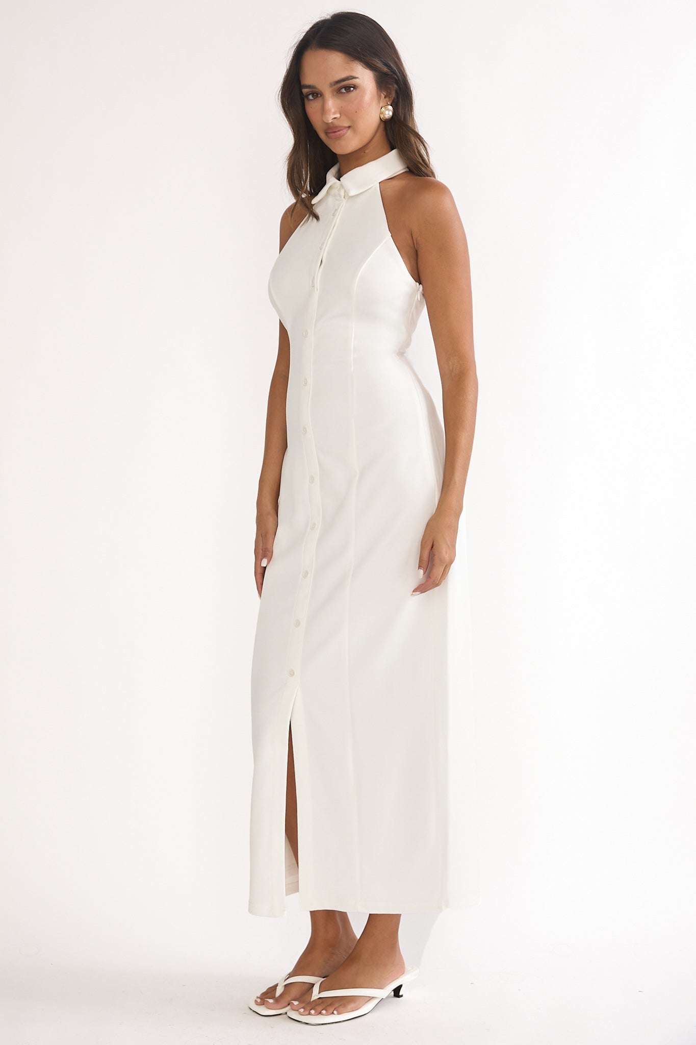 Esmarie Collared Maxi Dress White by Selfie Leslie
