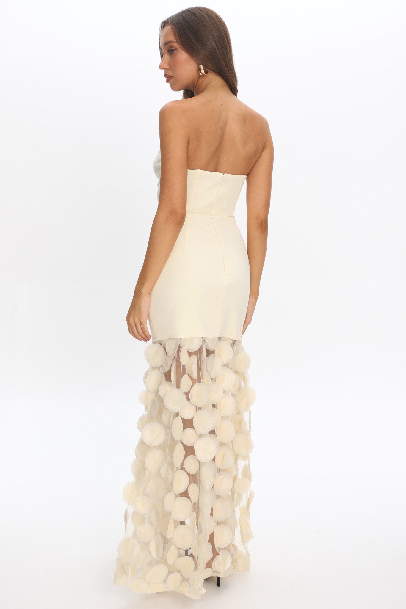 beccie khaki extreme split strappy back maxi dress Divora Embellished Hem Maxi Dress Butter