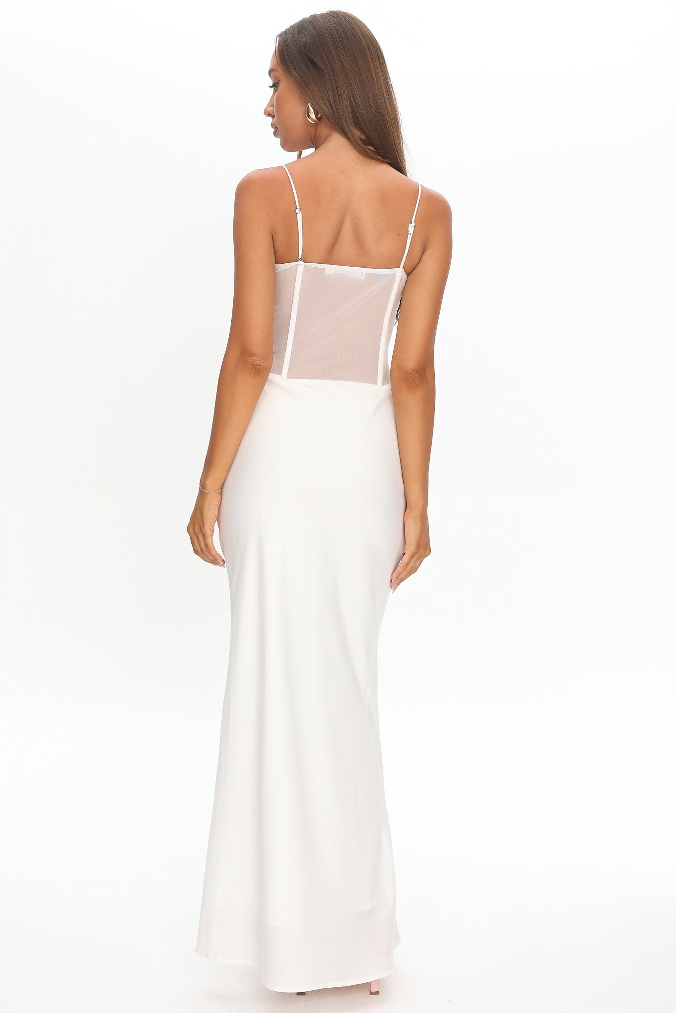 white maxi dress sheer bottom White Lace Eyelet Maxi Dress