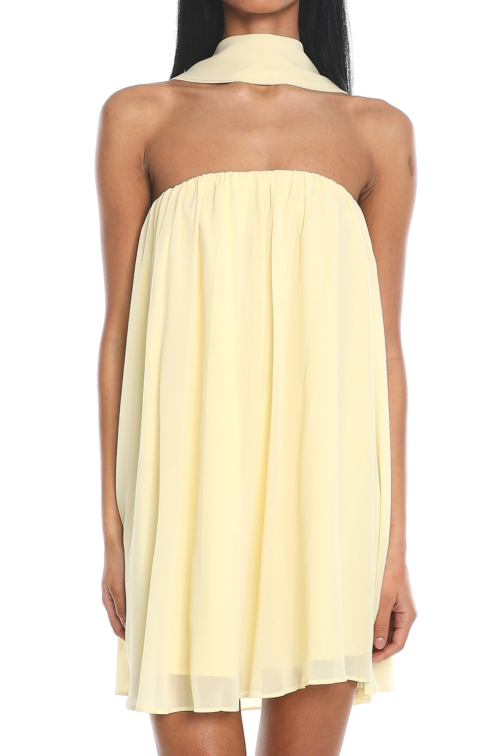 Read The Signs Strapless Mini Dress Butter by Selfie Leslie