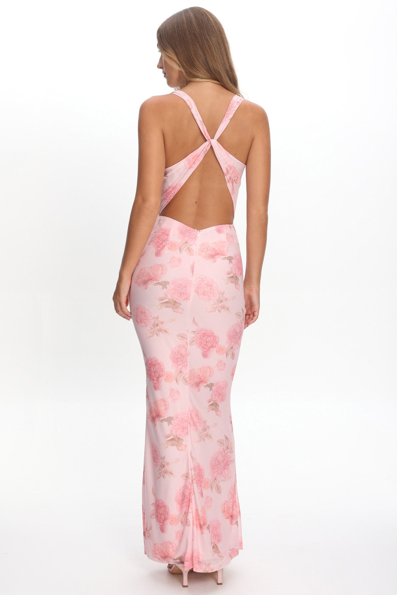 criss cross open back maxi dress Ivory Silk Criss Cross Open Back Maxi Dress