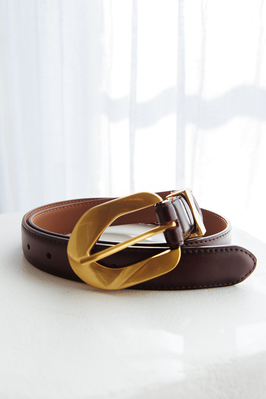 Rigel Gold Buckle Belt Brown by Selfie Leslie