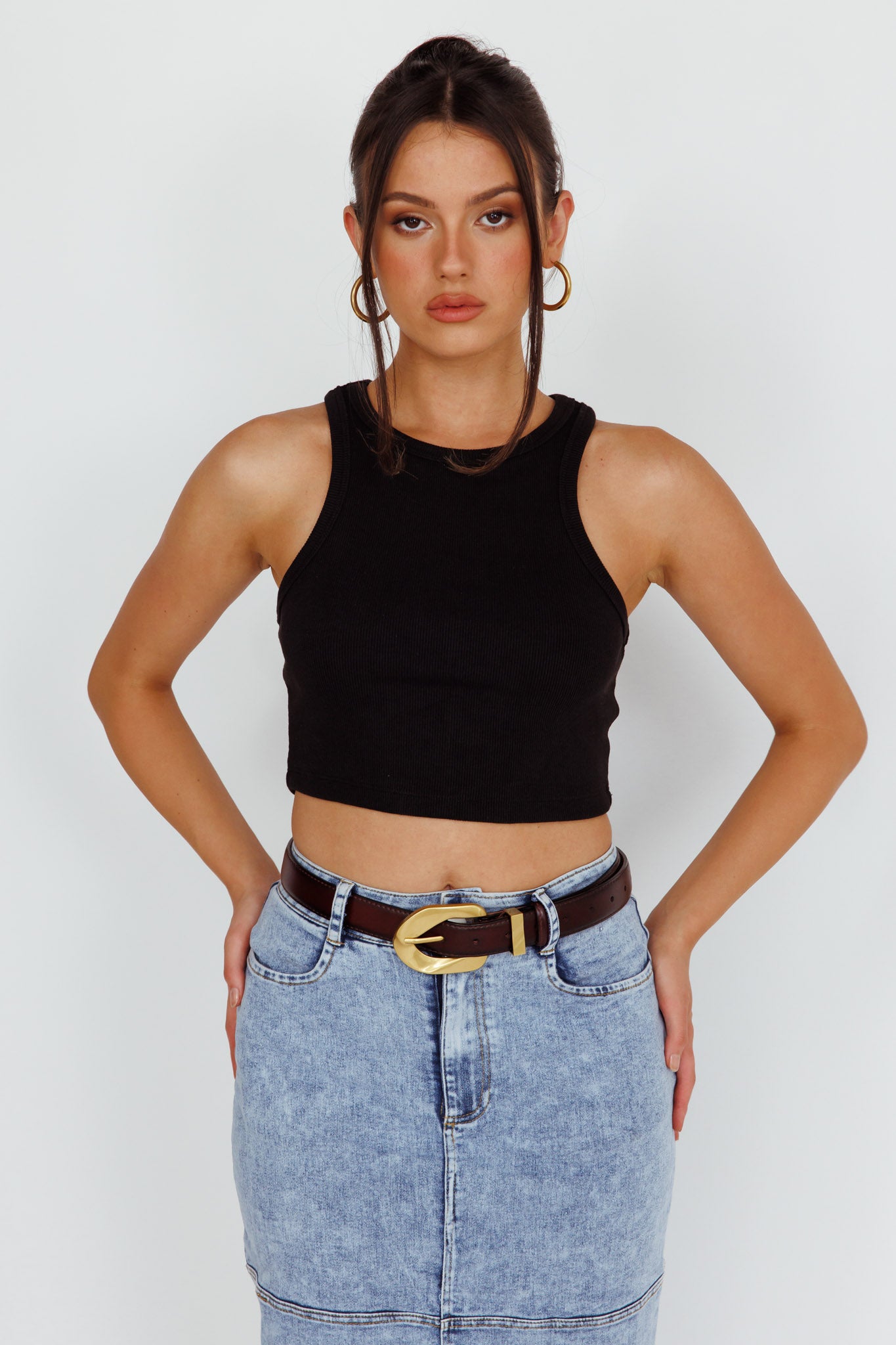 Rigel Gold Buckle Belt Brown by Selfie Leslie