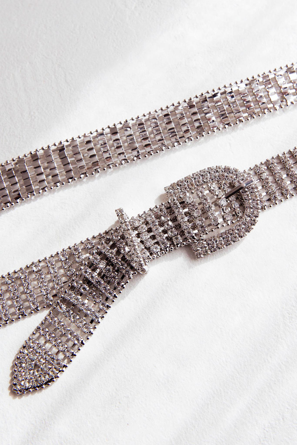 Adriene Rhinestone Belt Silver by Selfie Leslie