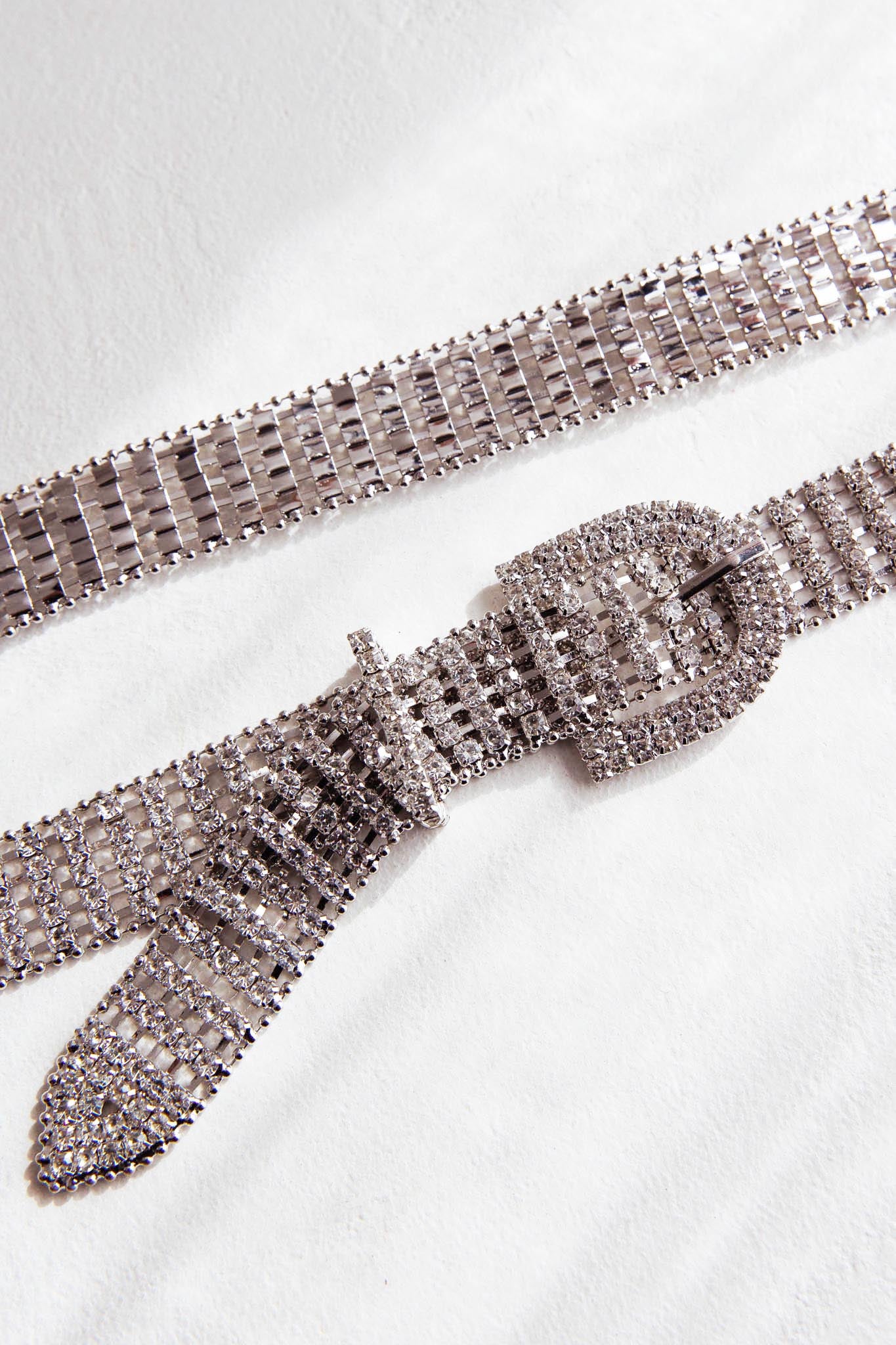 Adriene Rhinestone Belt Silver by Selfie Leslie