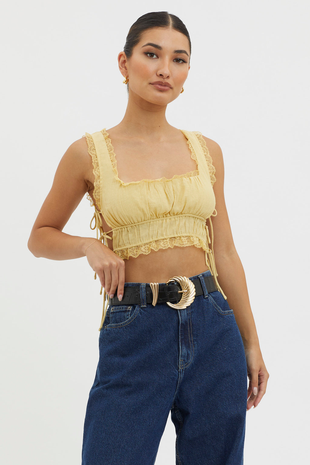 Time Flies Gold Buckle Belt Black by Selfie Leslie