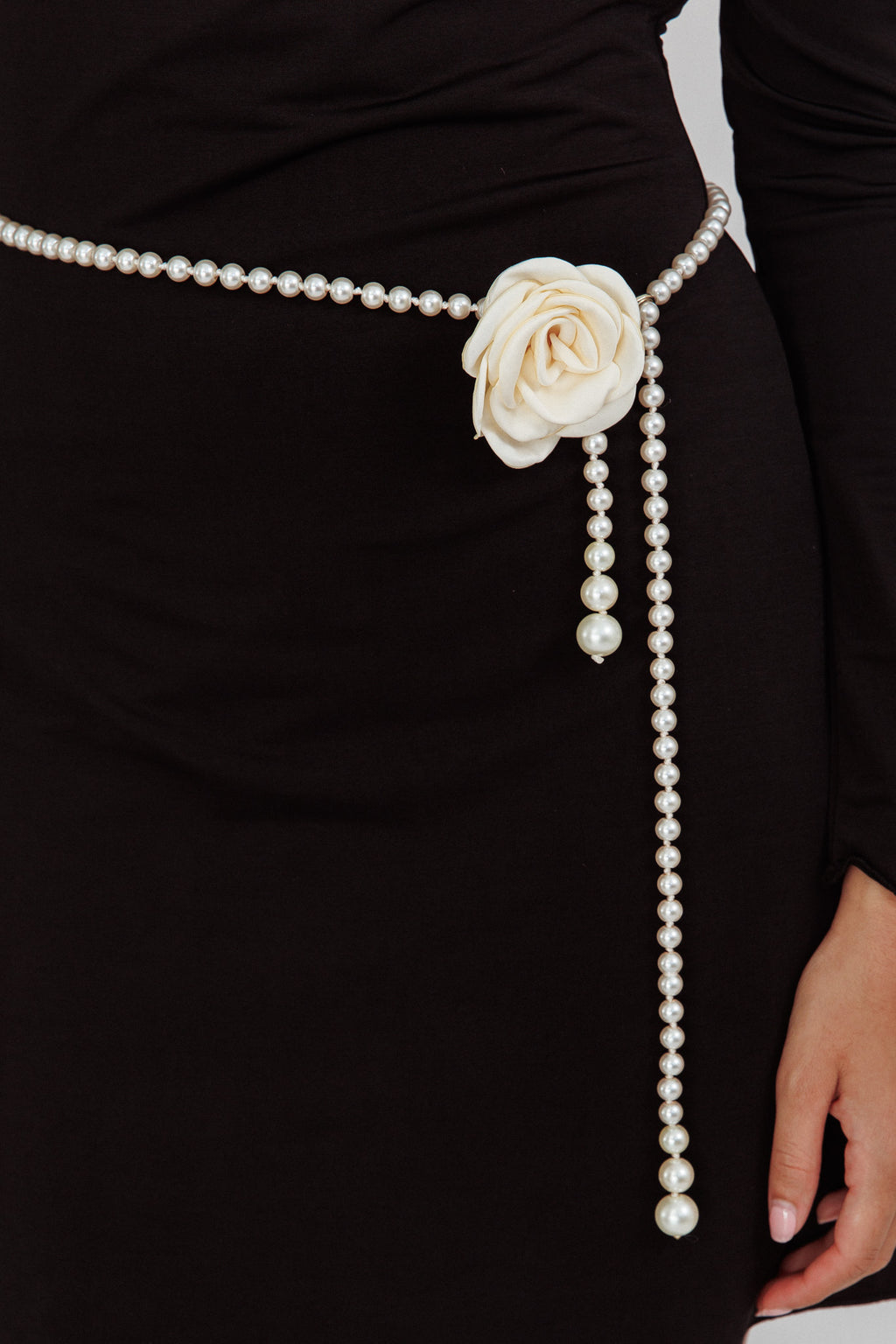 Coco Rose Accent Pearl Belt White by Selfie Leslie