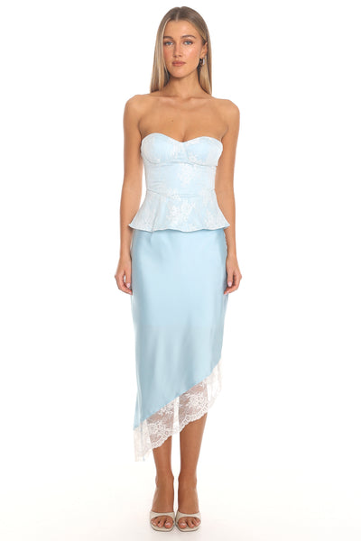 Althea Lace Peplum Corset Top Ice Blue | Selfie Leslie