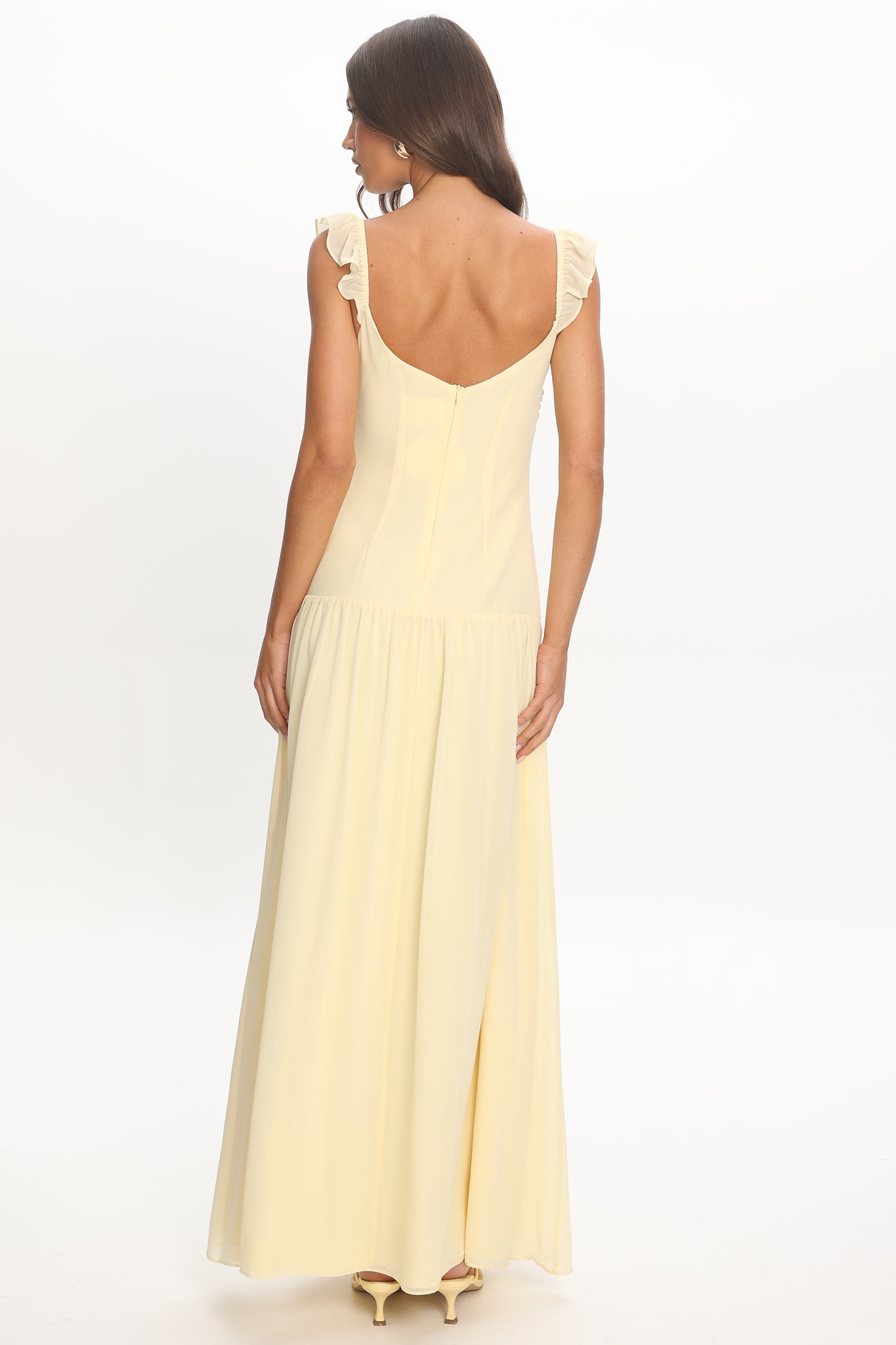 drop waist ruffle dress Haisley Drop Waist Ruffle Maxi Dress Butter