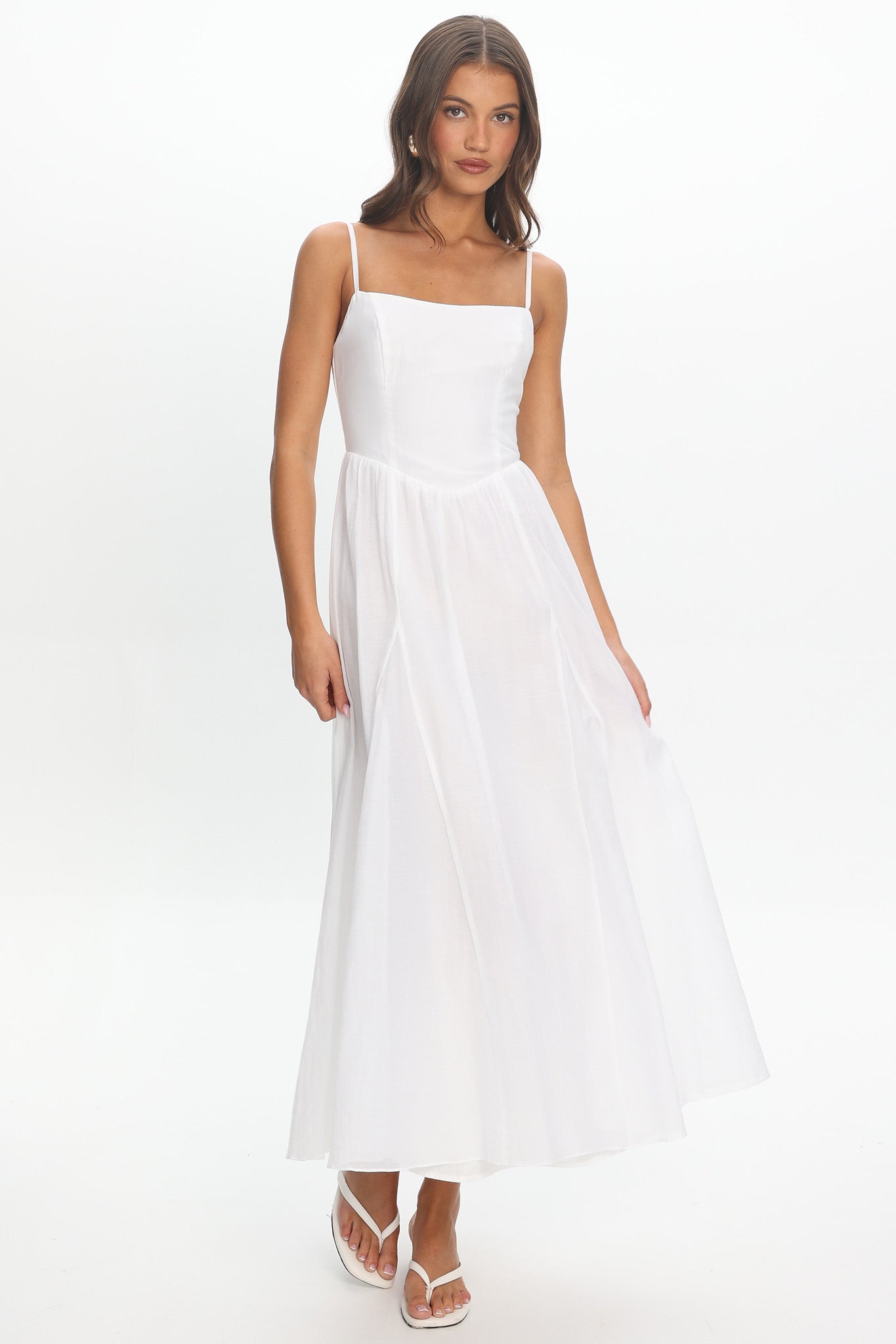 Dulce Scoop Neck Midi Dress White | Selfie Leslie