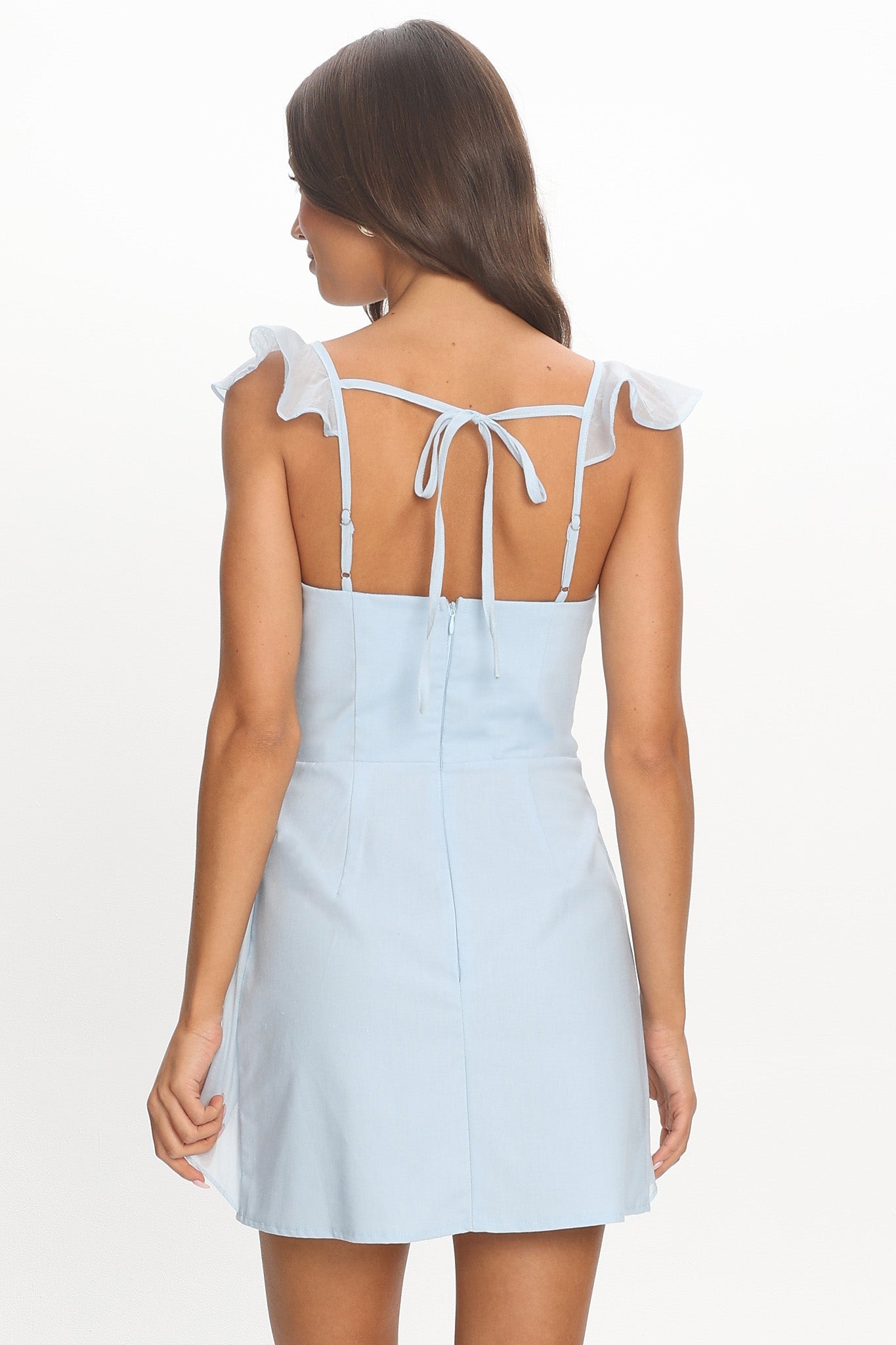 Murphy Ruffle Trim Mini Dress Baby Blue