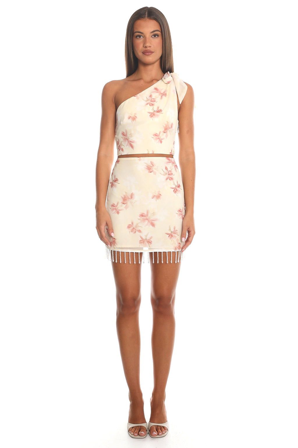 Cartia Knot Shoulder Crop Top Cream