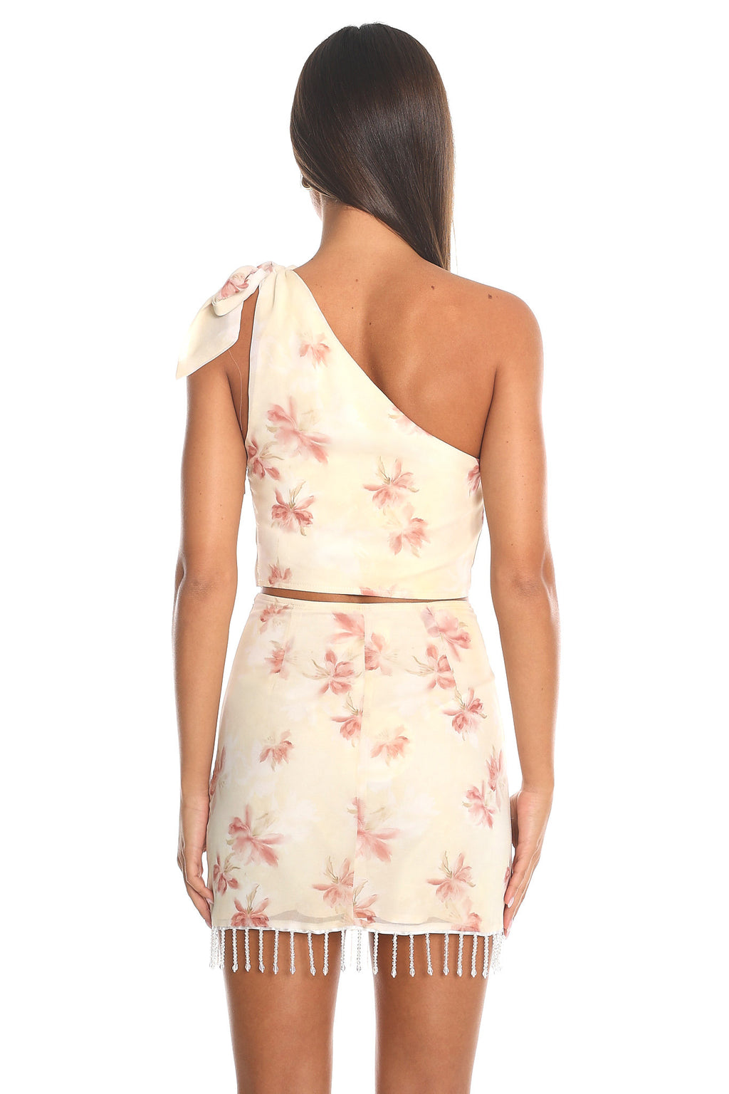 Cartia Knot Shoulder Crop Top Cream