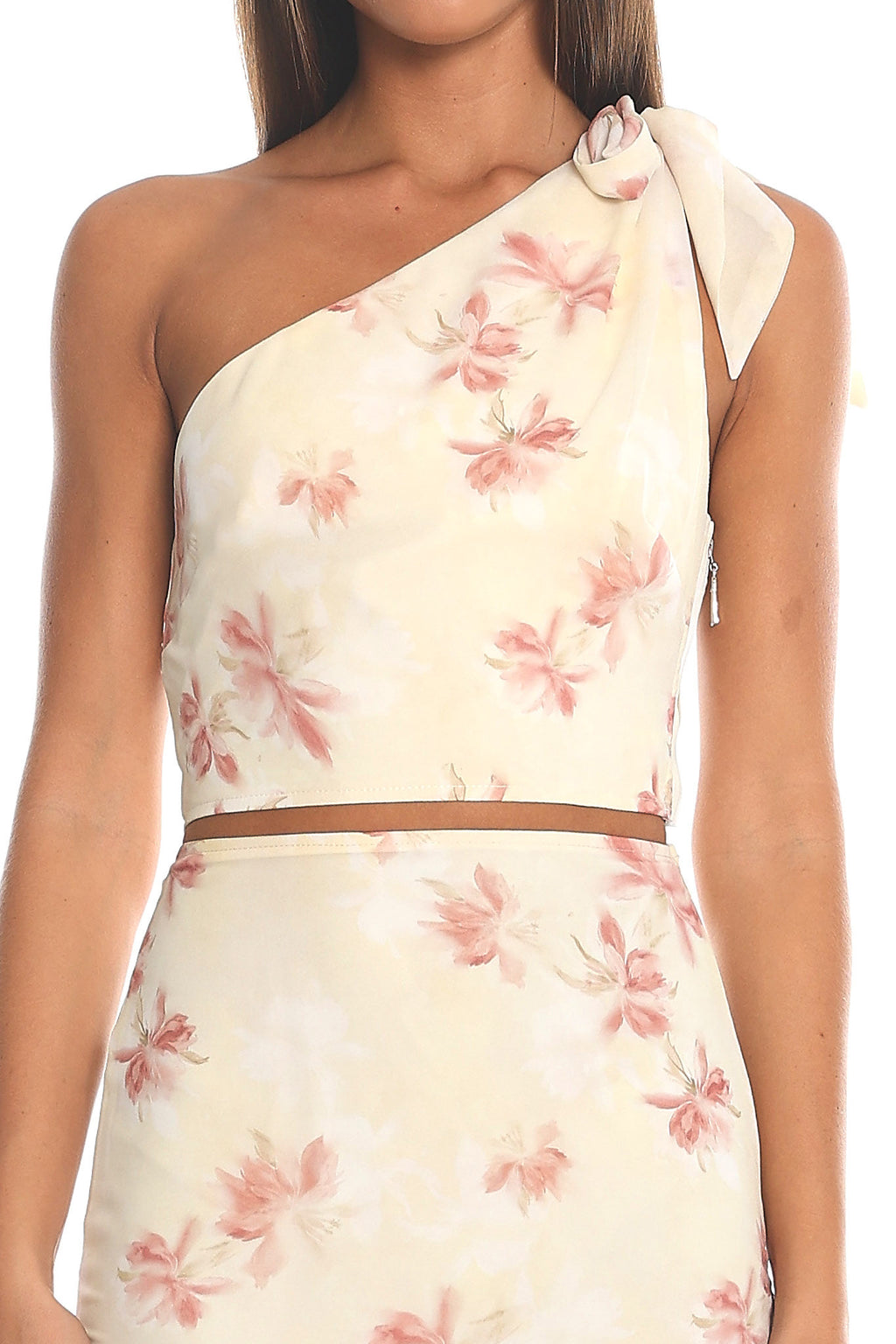 Cartia Knot Shoulder Crop Top Cream