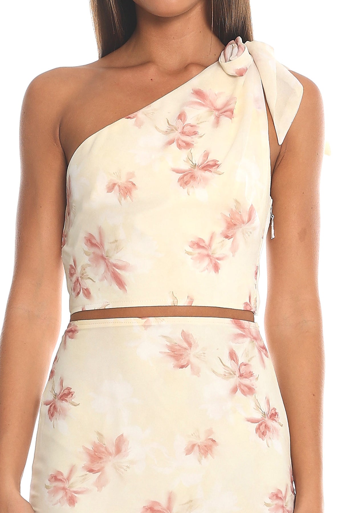 Cartia Knot Shoulder Crop Top Cream