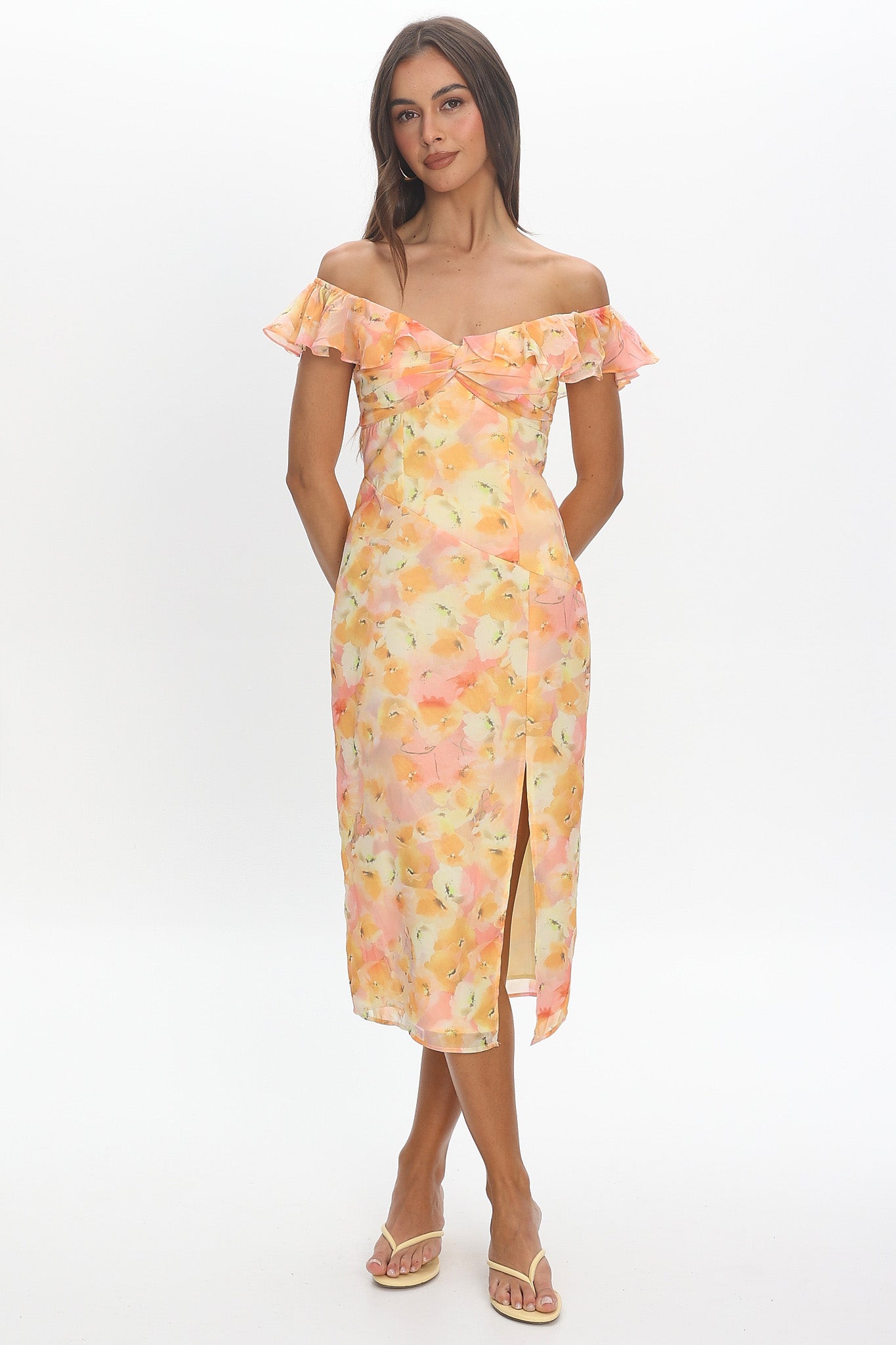 yellow off the shoulder midi dress Womens Next Lemon Yellow Off The Shoulder Midi Dress US 12