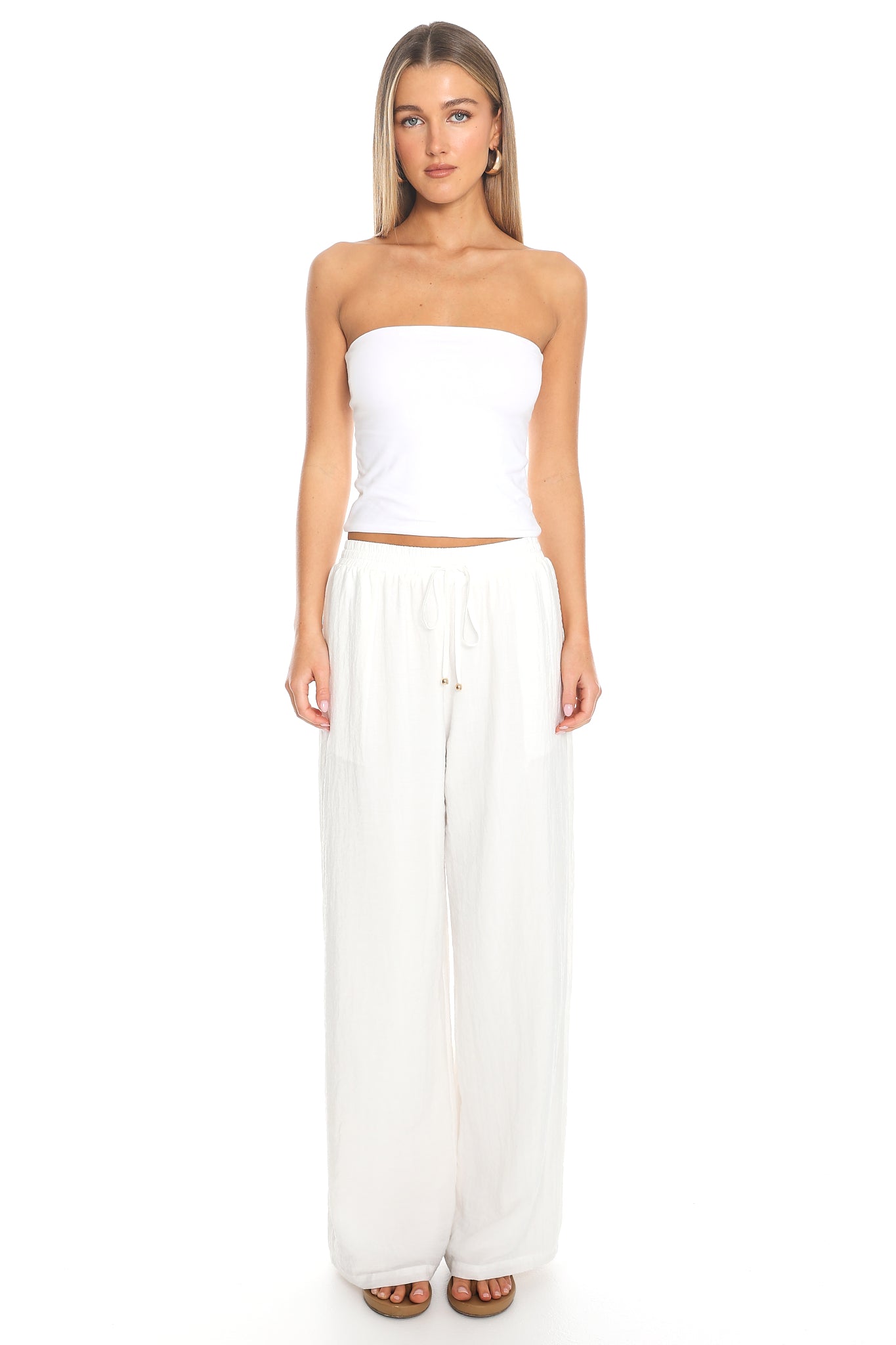Coastal Drift Wide Leg Pants White