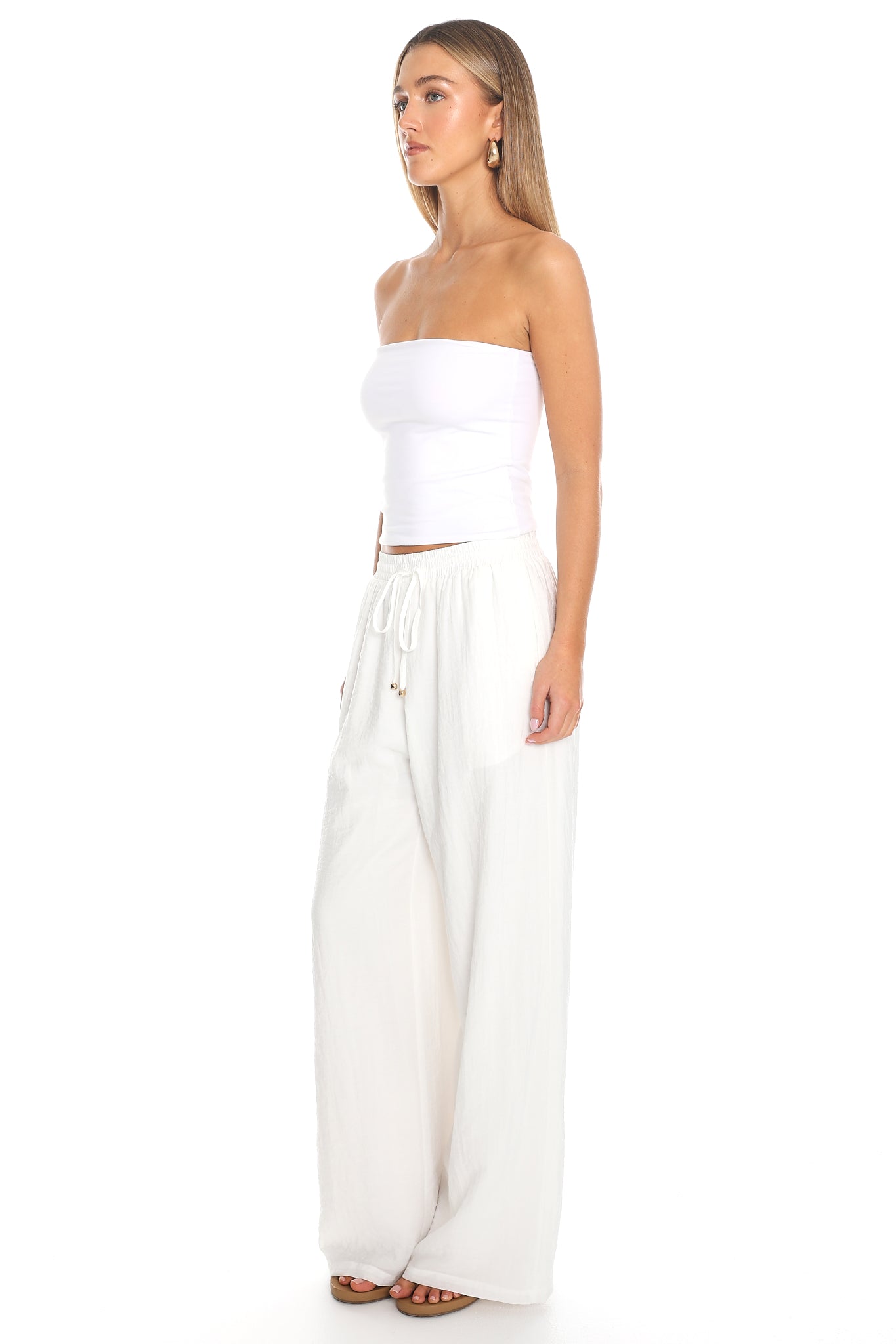 Coastal Drift Wide Leg Pants White