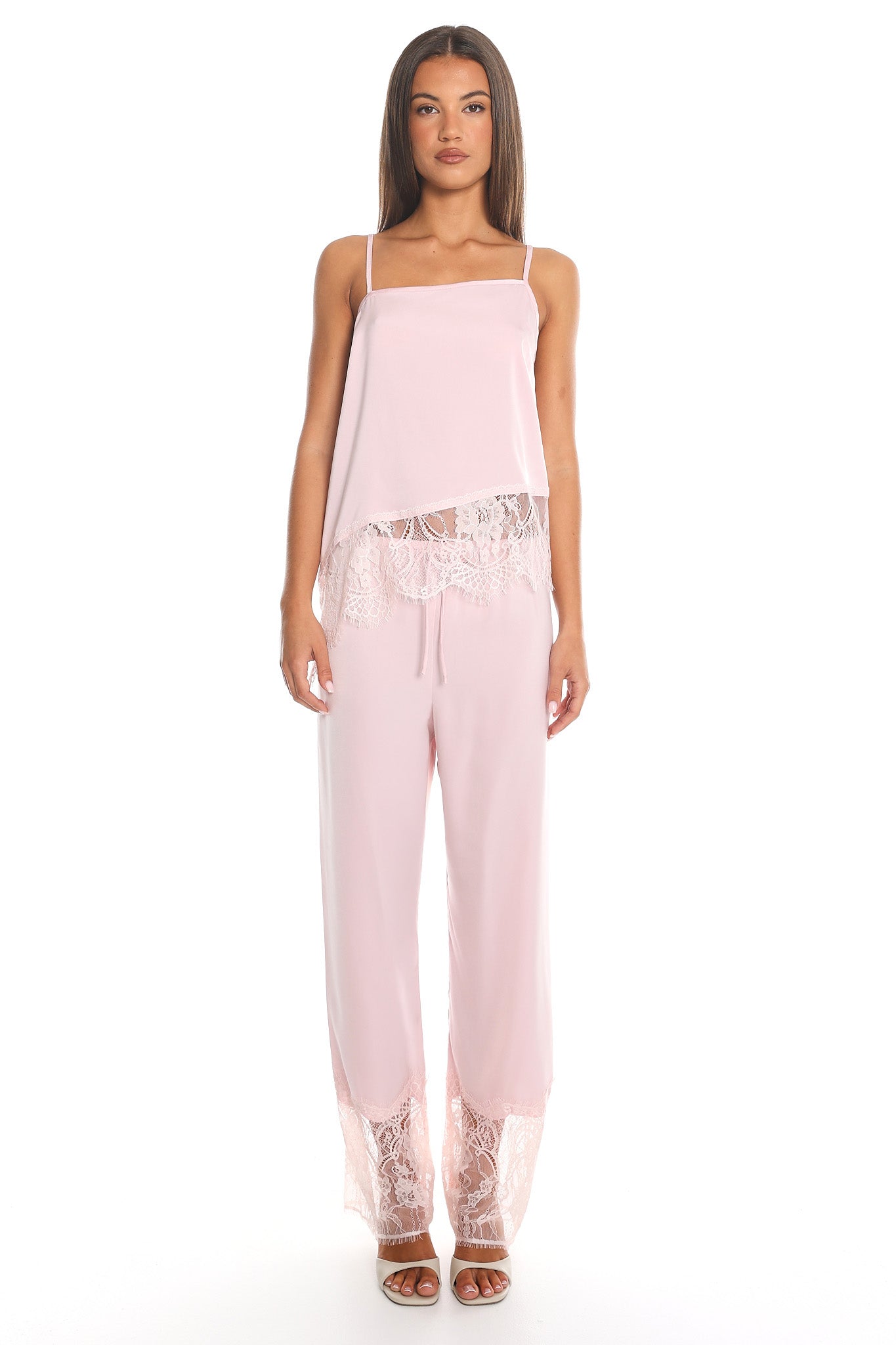 Rosanna Lace Trim Pants Dusty Pink