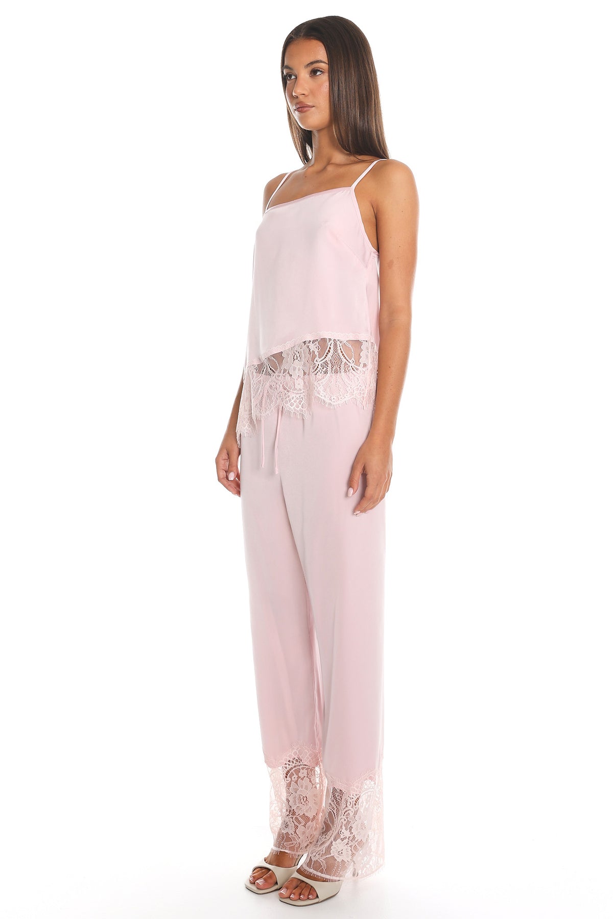 Rosanna Lace Trim Pants Dusty Pink