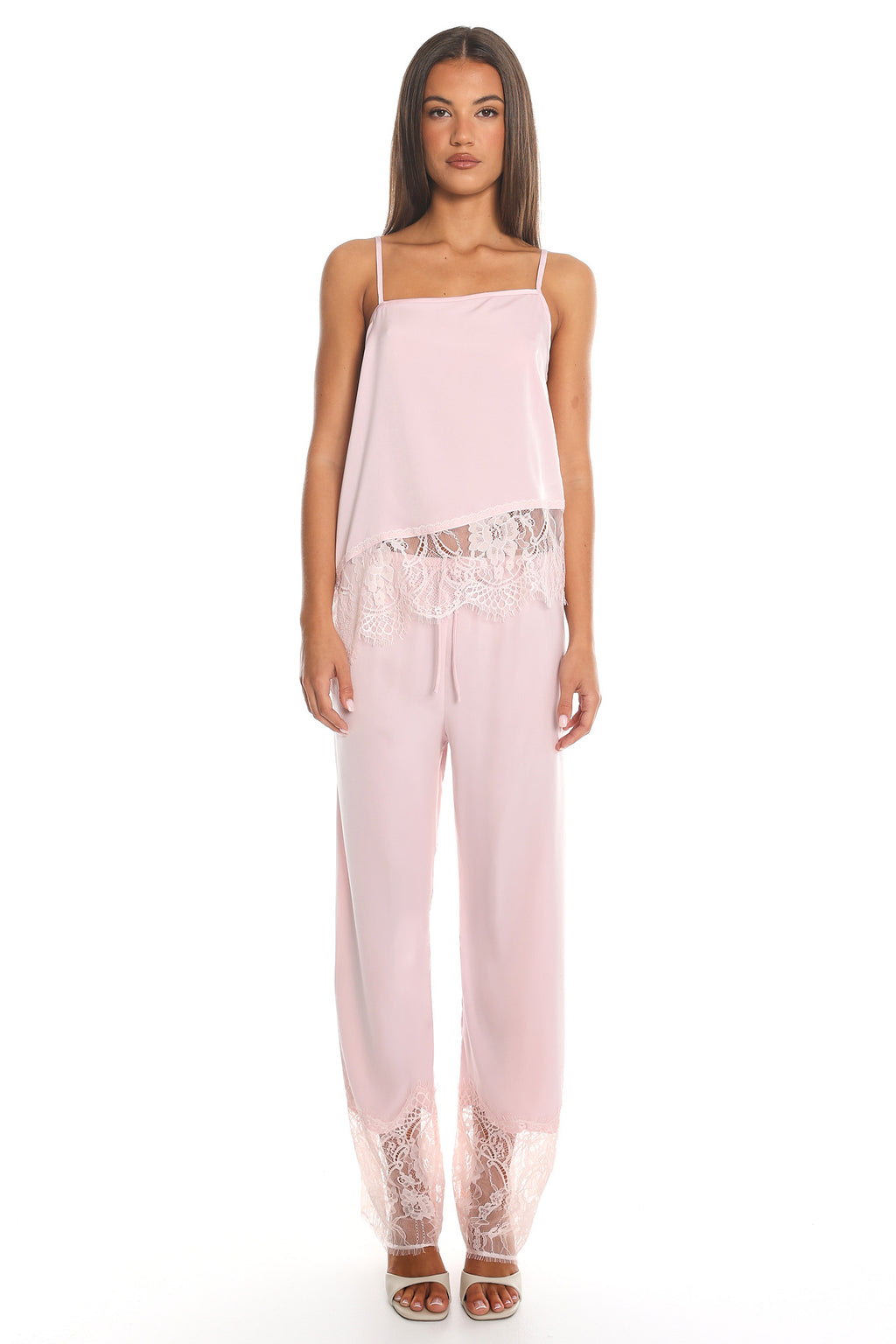 Rosanna Lace Trim Cami Dusty Pink