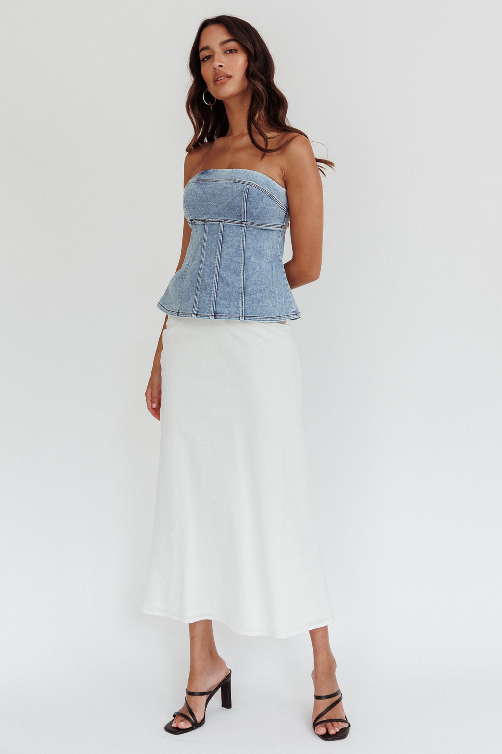 Cathlin Strapless Top Denim Blue by Selfie Leslie