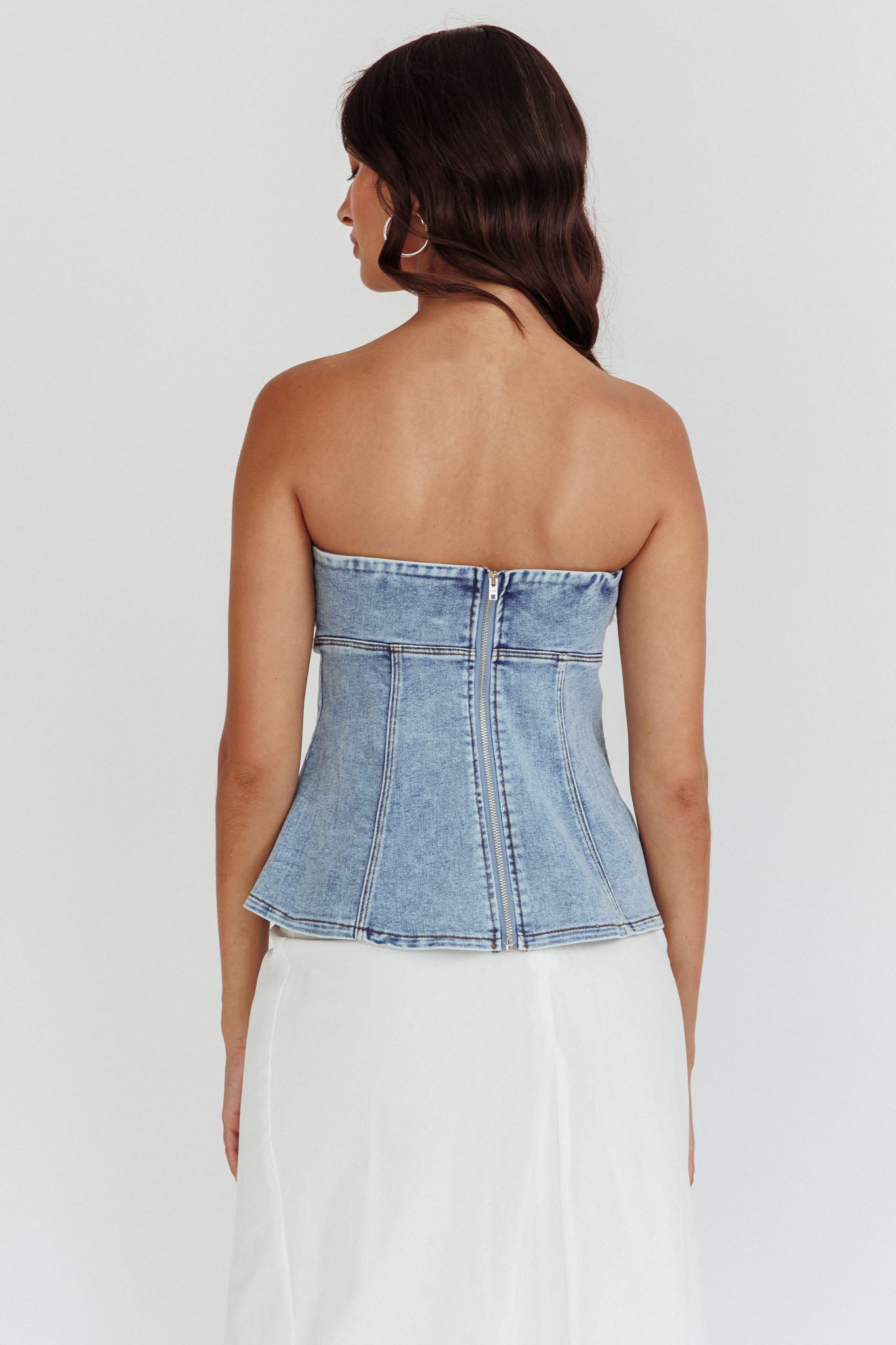 Cathlin Strapless Top Denim Blue by Selfie Leslie