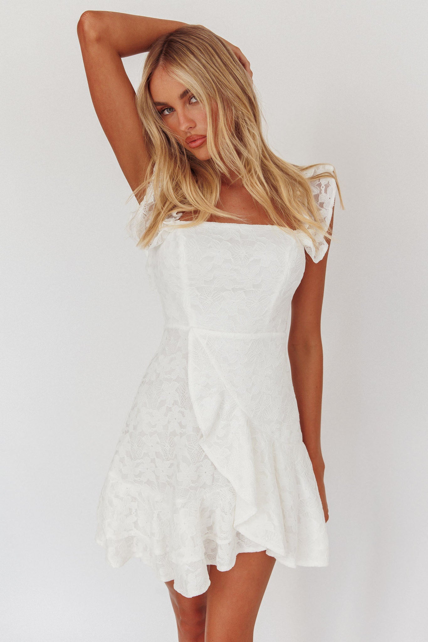 Shop the Verona Off-Shoulder Ruffle Mini Dress White