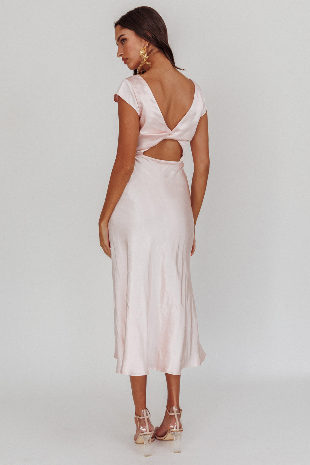 Lucinda Twist Back Midi Dress Blush by Selfie Leslie