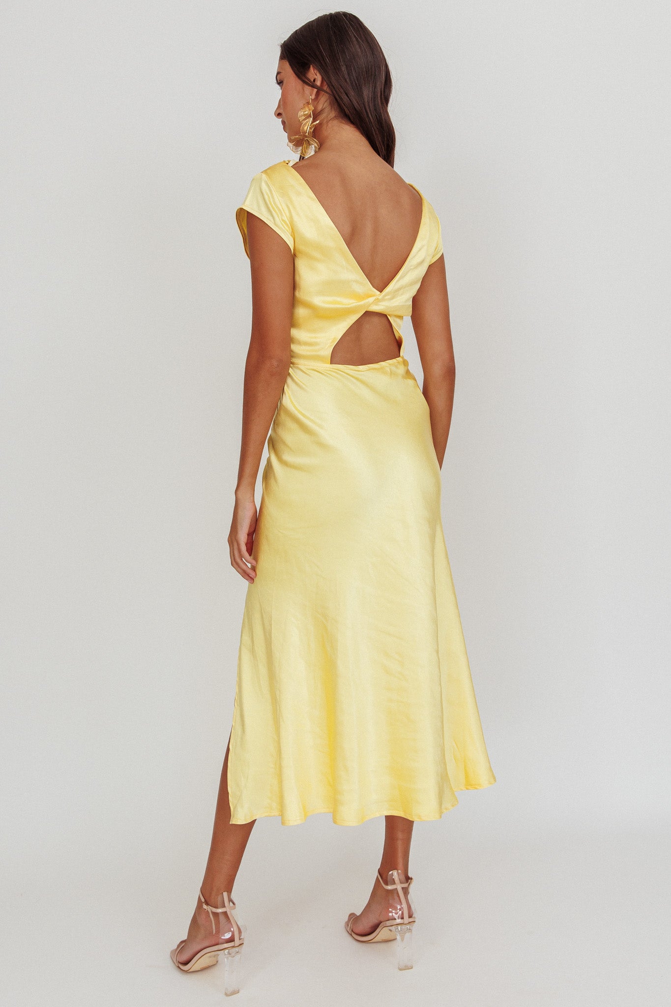 Lucinda Twist Back Midi Dress Butter by Selfie Leslie