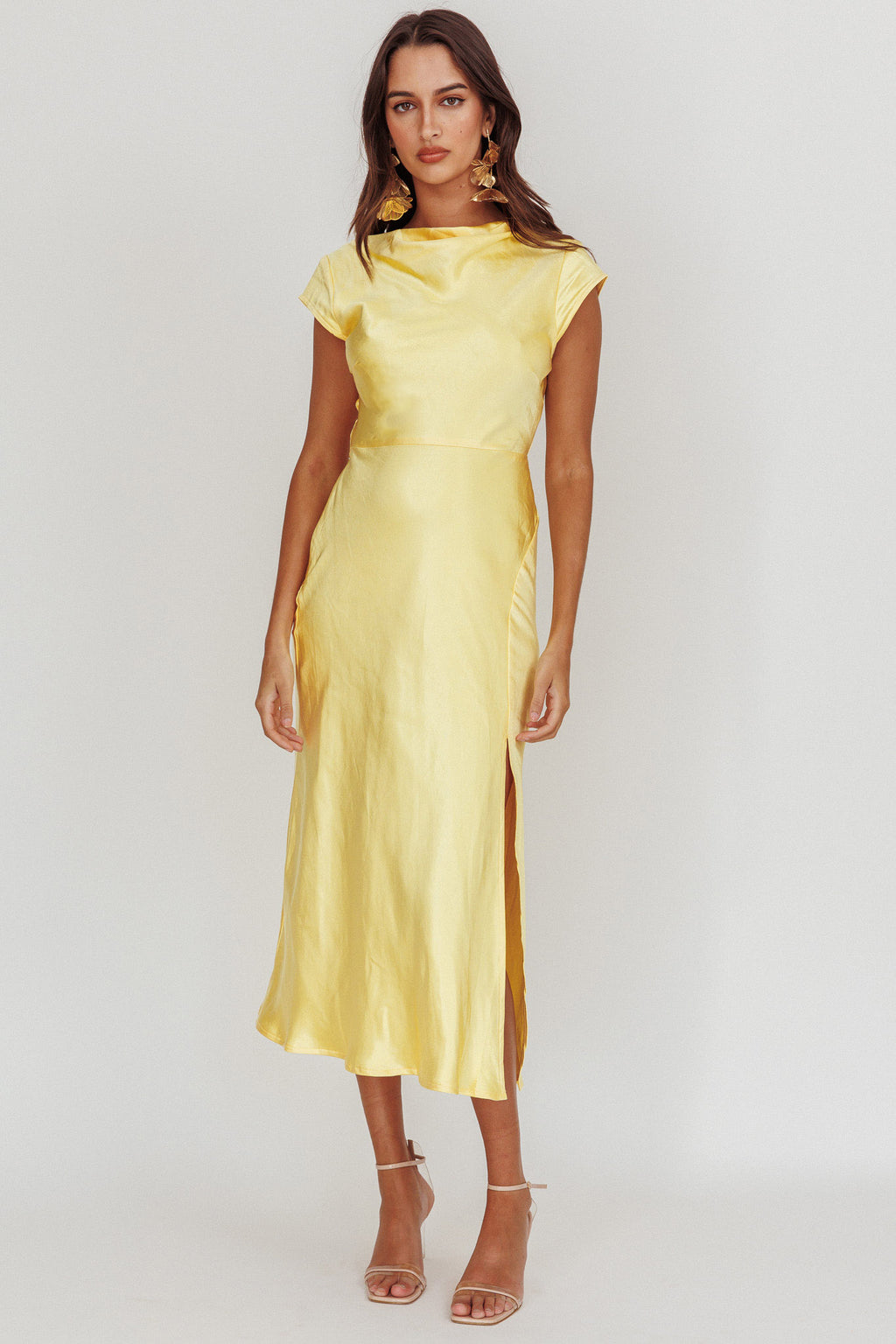 Lucinda Twist Back Midi Dress Butter by Selfie Leslie
