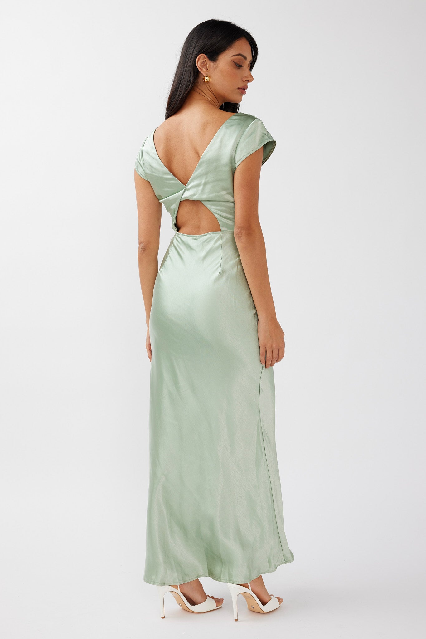 rainbow glow midi dress sage Lucinda V-Neck Twist Back Midi Dress Sage