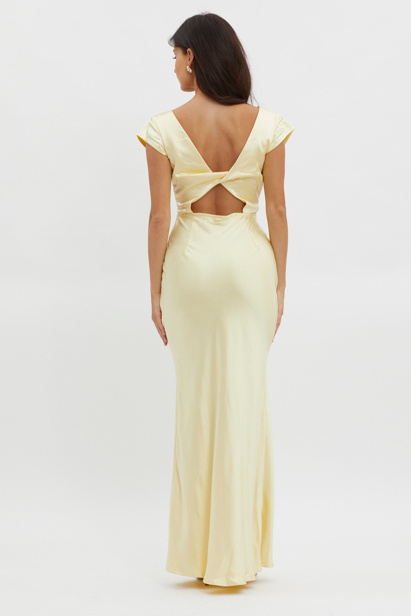Lucinda V-Neck Twist Back Midi Dress Yellow | Selfie Leslie Lucinda V-Neck Twist Back Midi Dress Yellow | Selfie Leslie