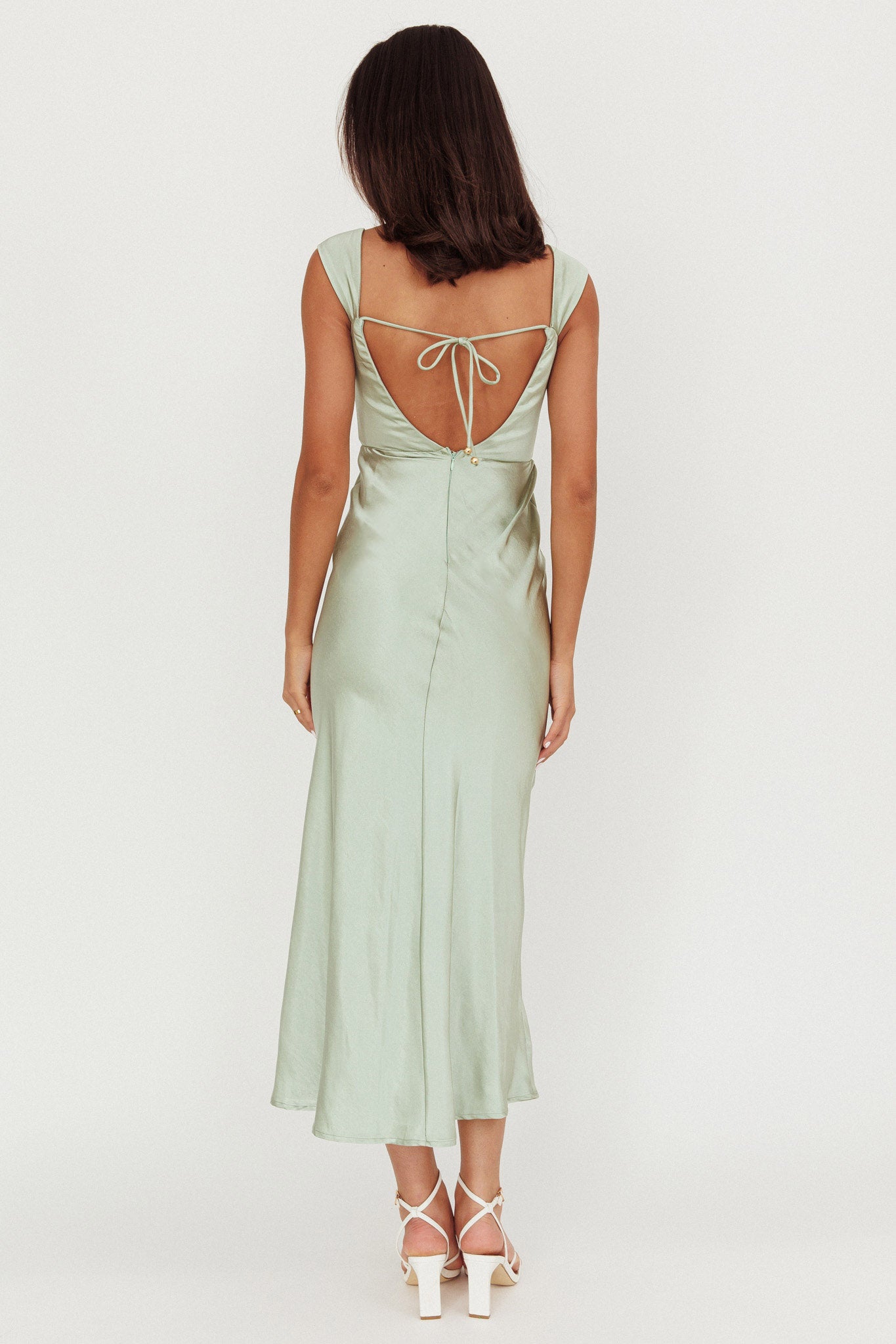 lucinda glitter bow mini dress Lucinda Off-Shoulder V-Back Dress Sage