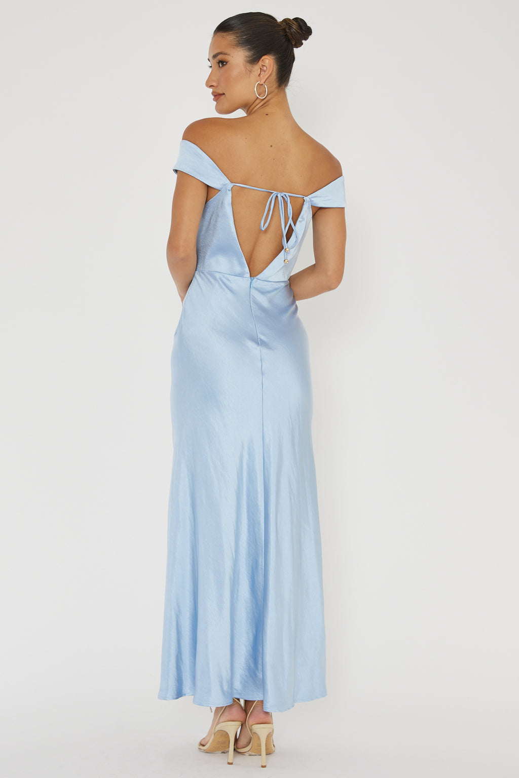 Lucinda Off-Shoulder V-Back Dress Blue by Selfie Leslie