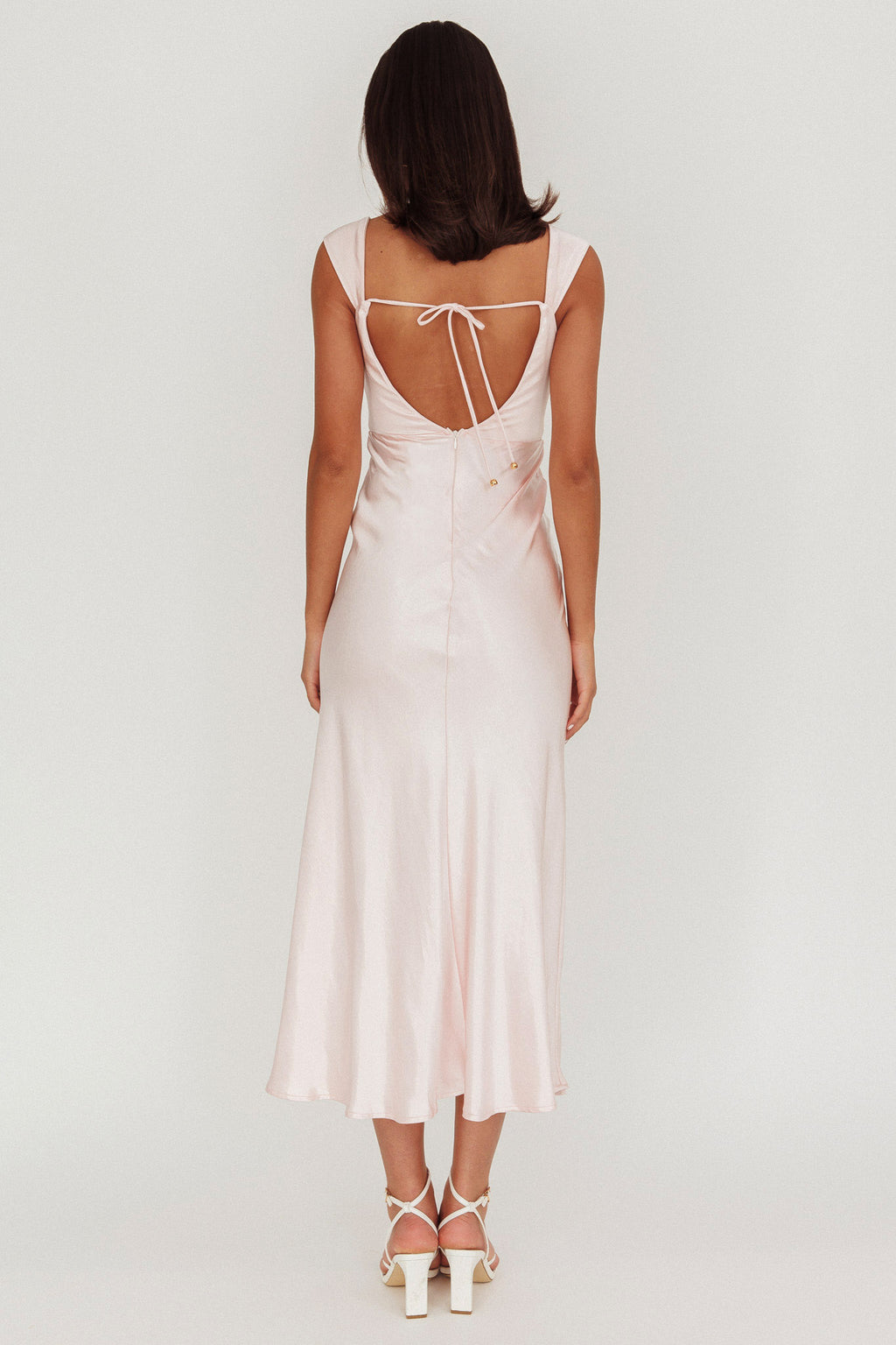 Lucinda Off-Shoulder V-Back Dress Blush by Selfie Leslie