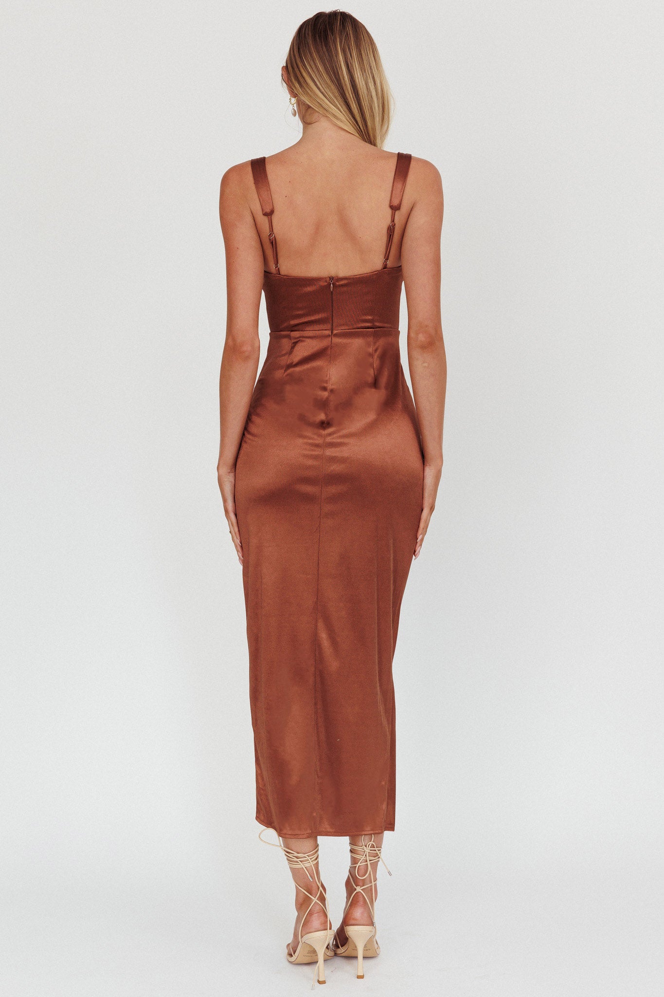 Whimsy Pleated Bust Midi Dress Chocolate by Selfie Leslie