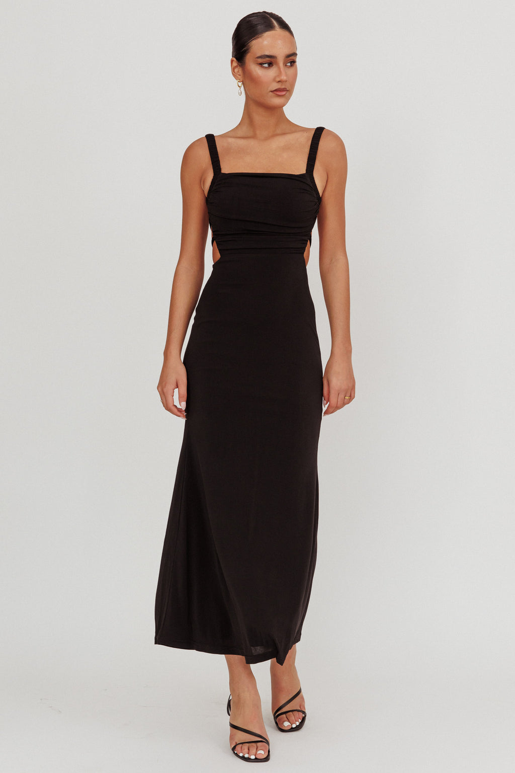 Dream Crush Lace-Up Back Maxi Dress Black by Selfie Leslie