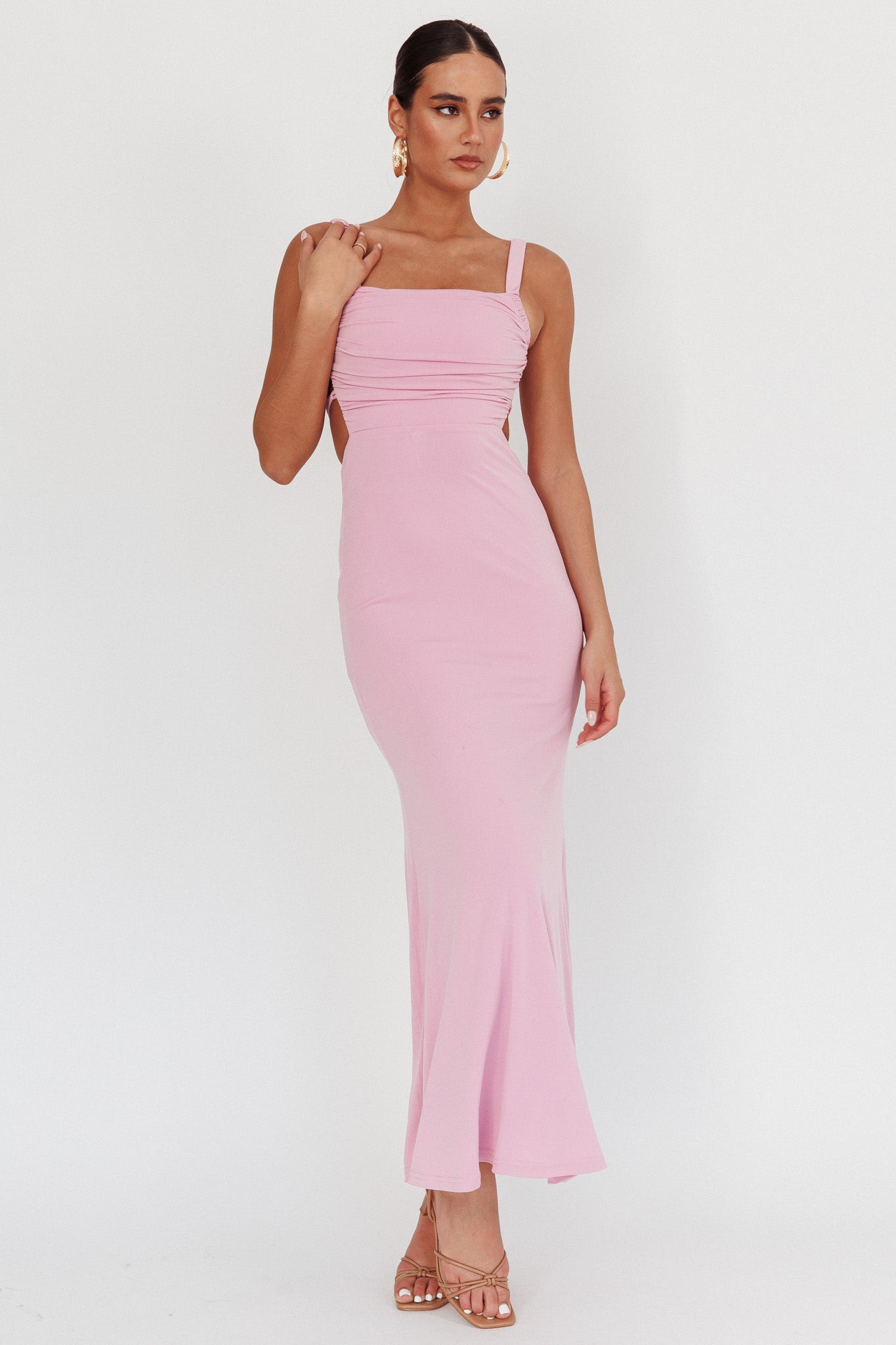 Dream Crush Lace-Up Back Maxi Dress Lilac by Selfie Leslie