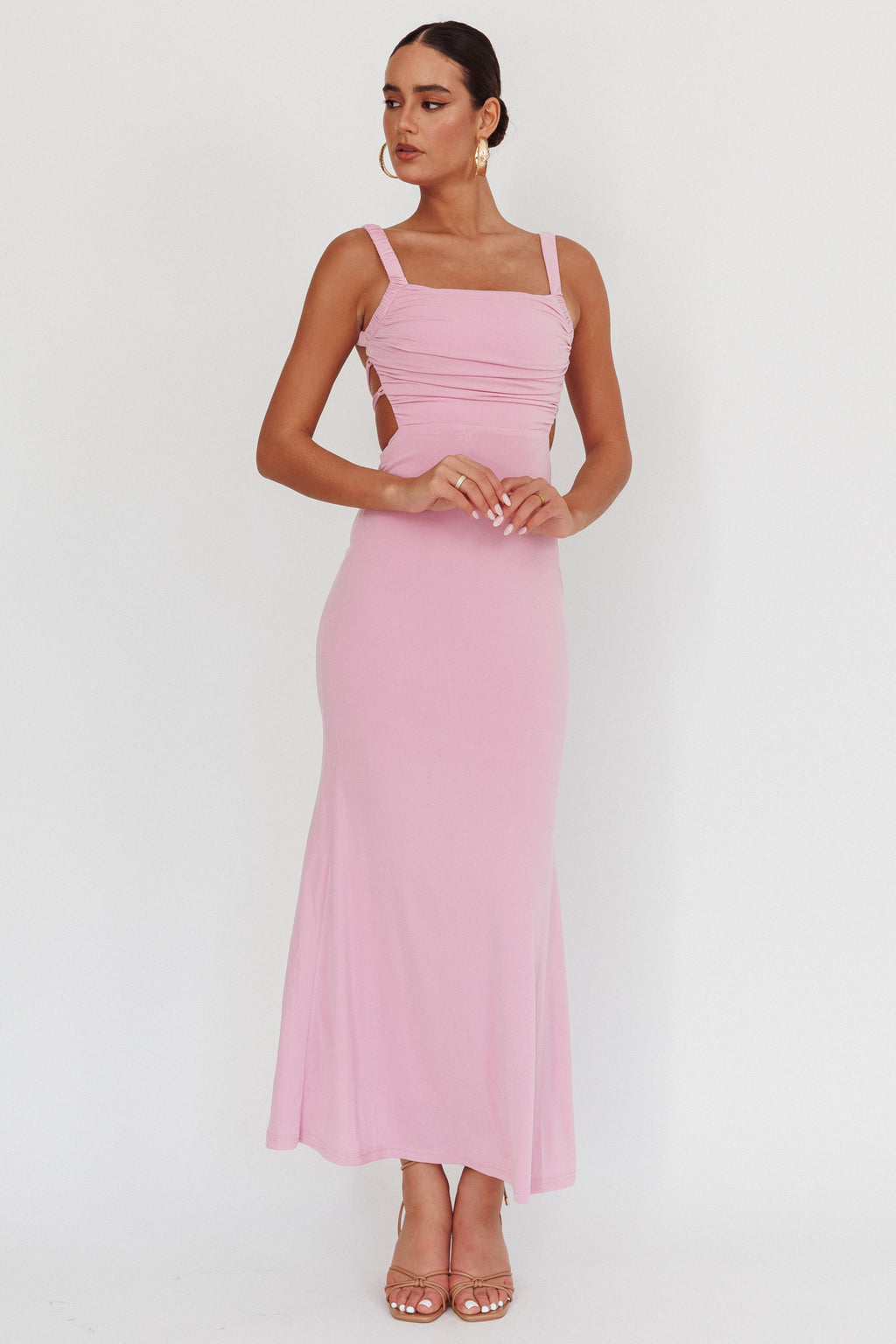 Dream Crush Lace-Up Back Maxi Dress Lilac by Selfie Leslie