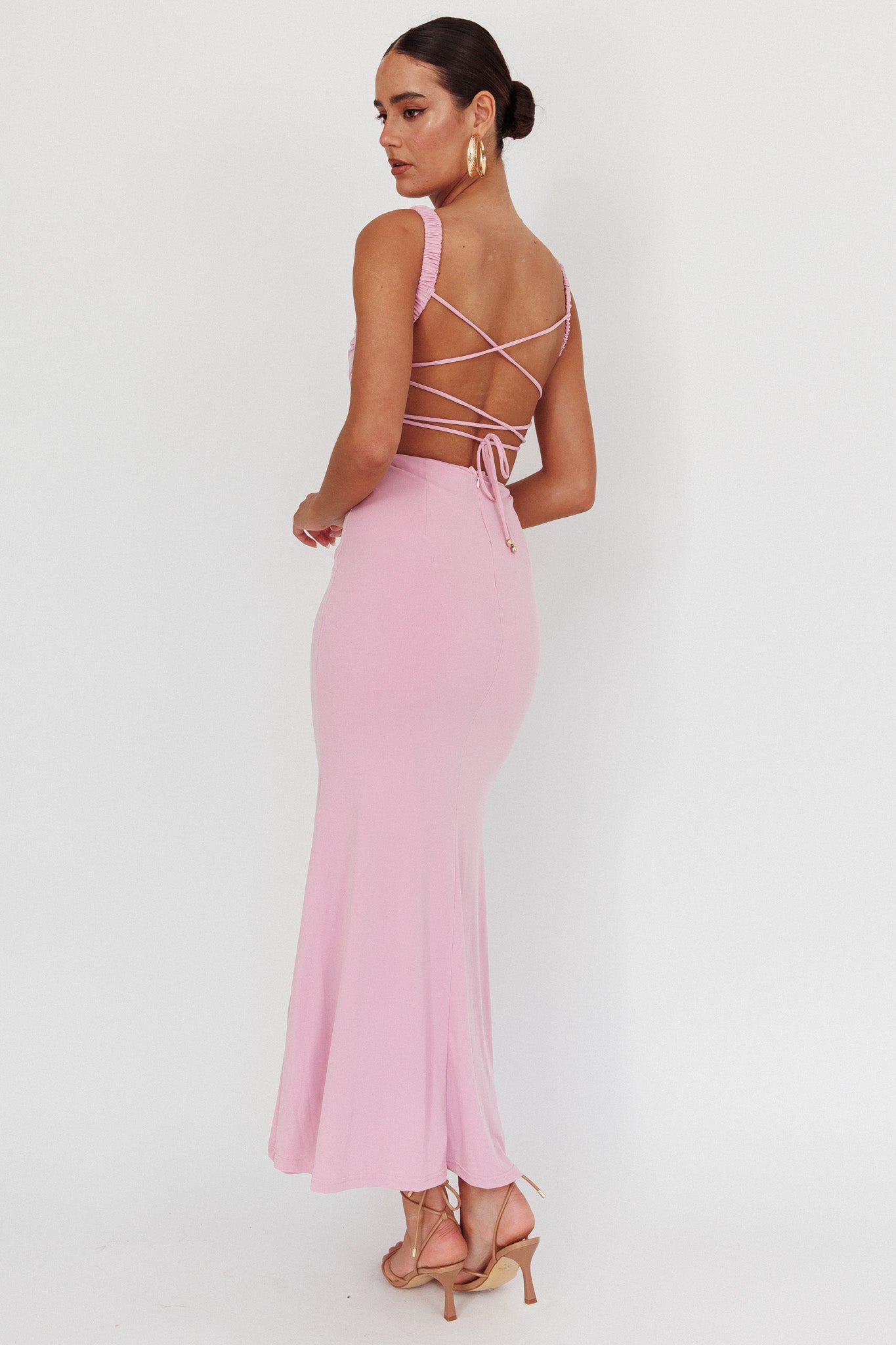 Dream Crush Lace-Up Back Maxi Dress Lilac by Selfie Leslie