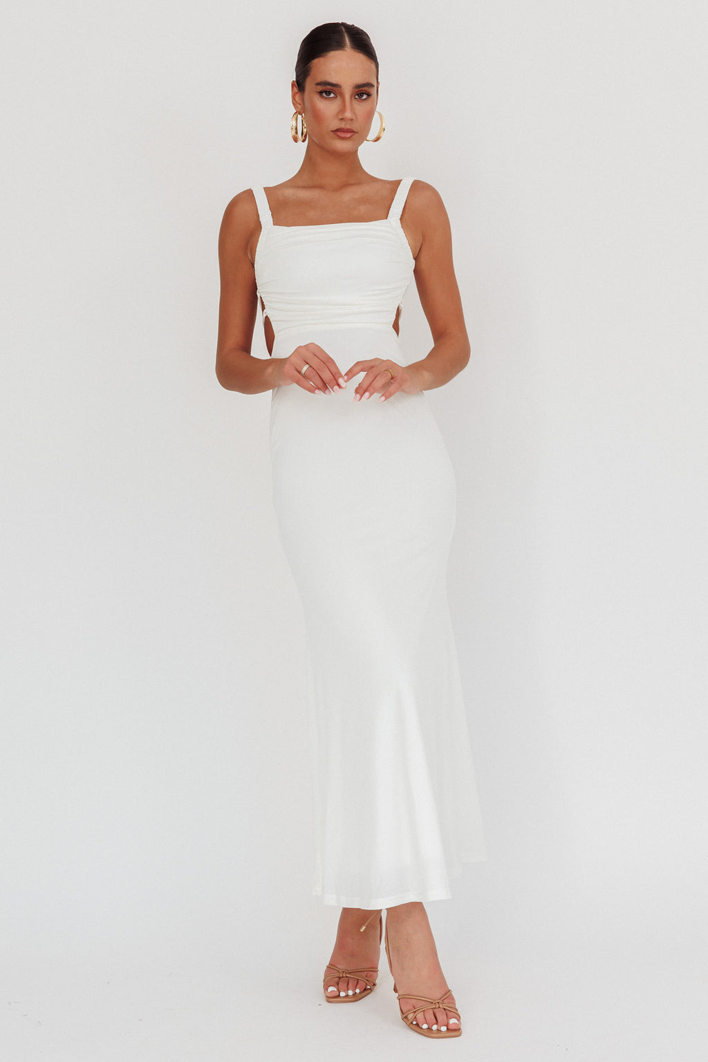 Dream Crush Lace-Up Back Maxi Dress White by Selfie Leslie
