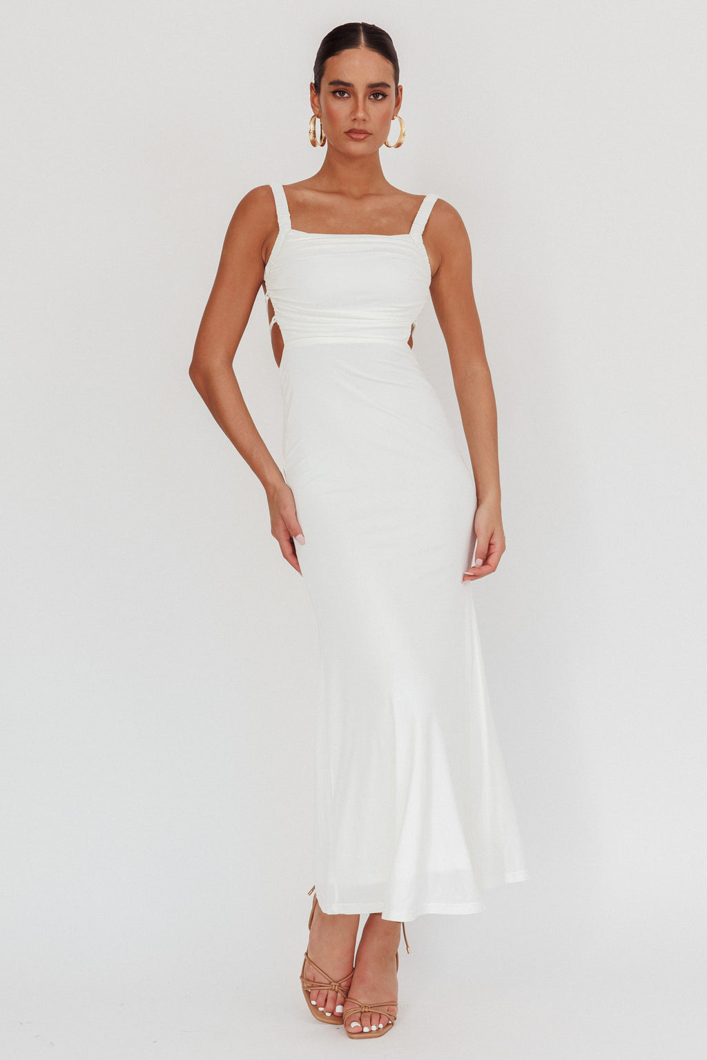 Dream Crush Lace-Up Back Maxi Dress White by Selfie Leslie