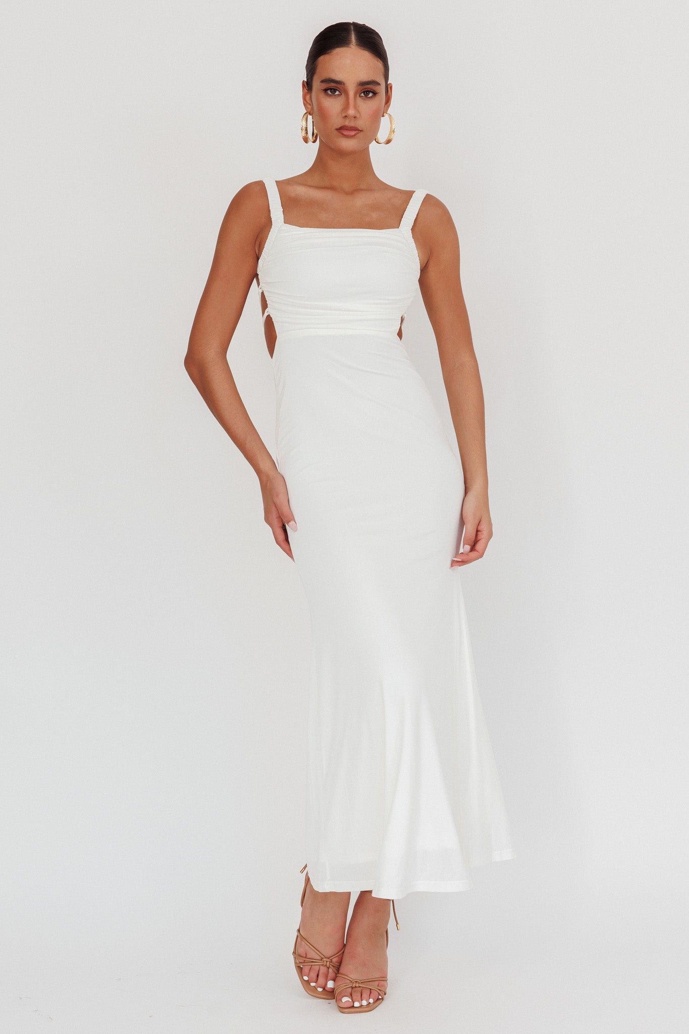 Dream Crush Lace-Up Back Maxi Dress White by Selfie Leslie