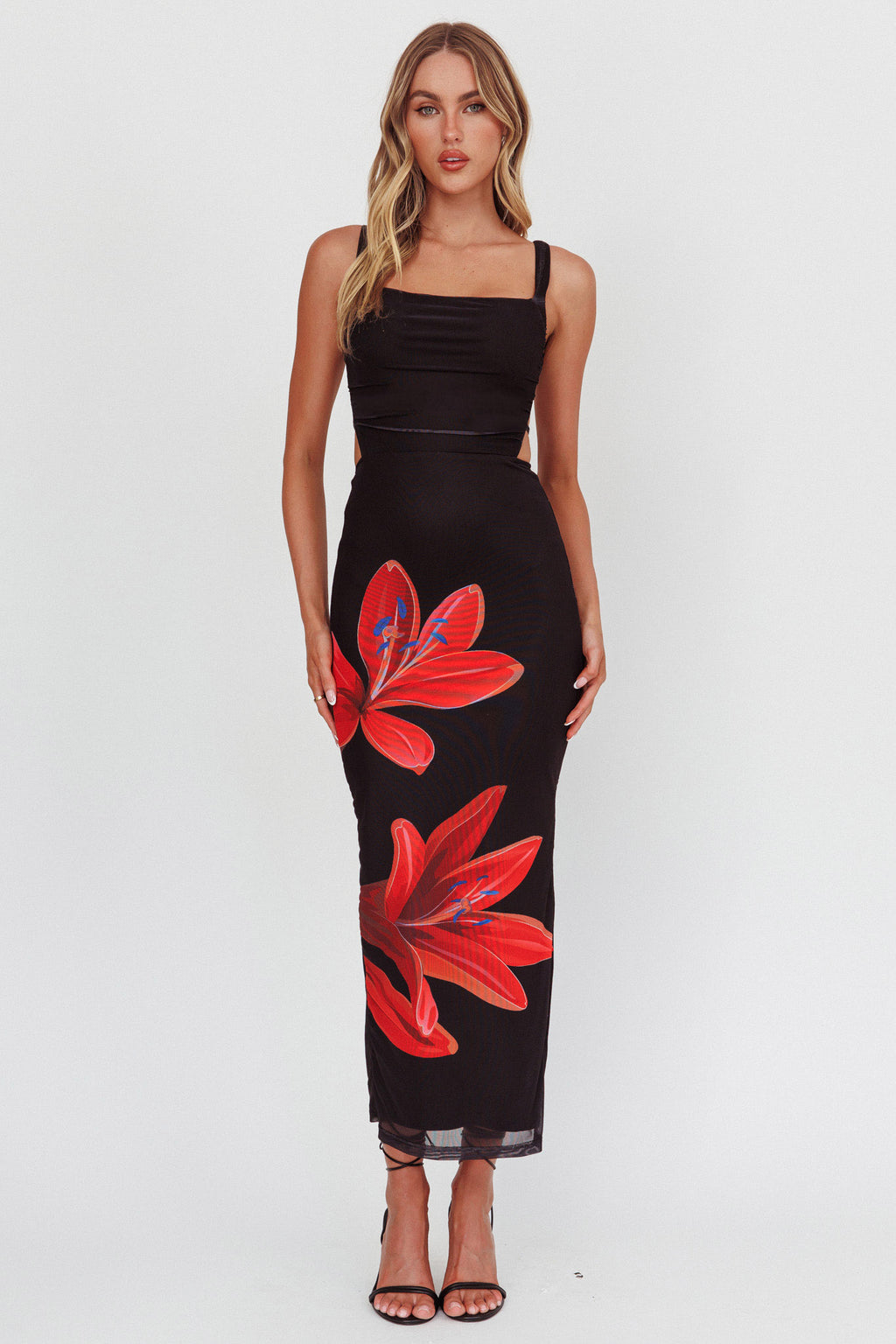 Dream Crush Lace-Up Back Maxi Dress Lily Black by Selfie Leslie