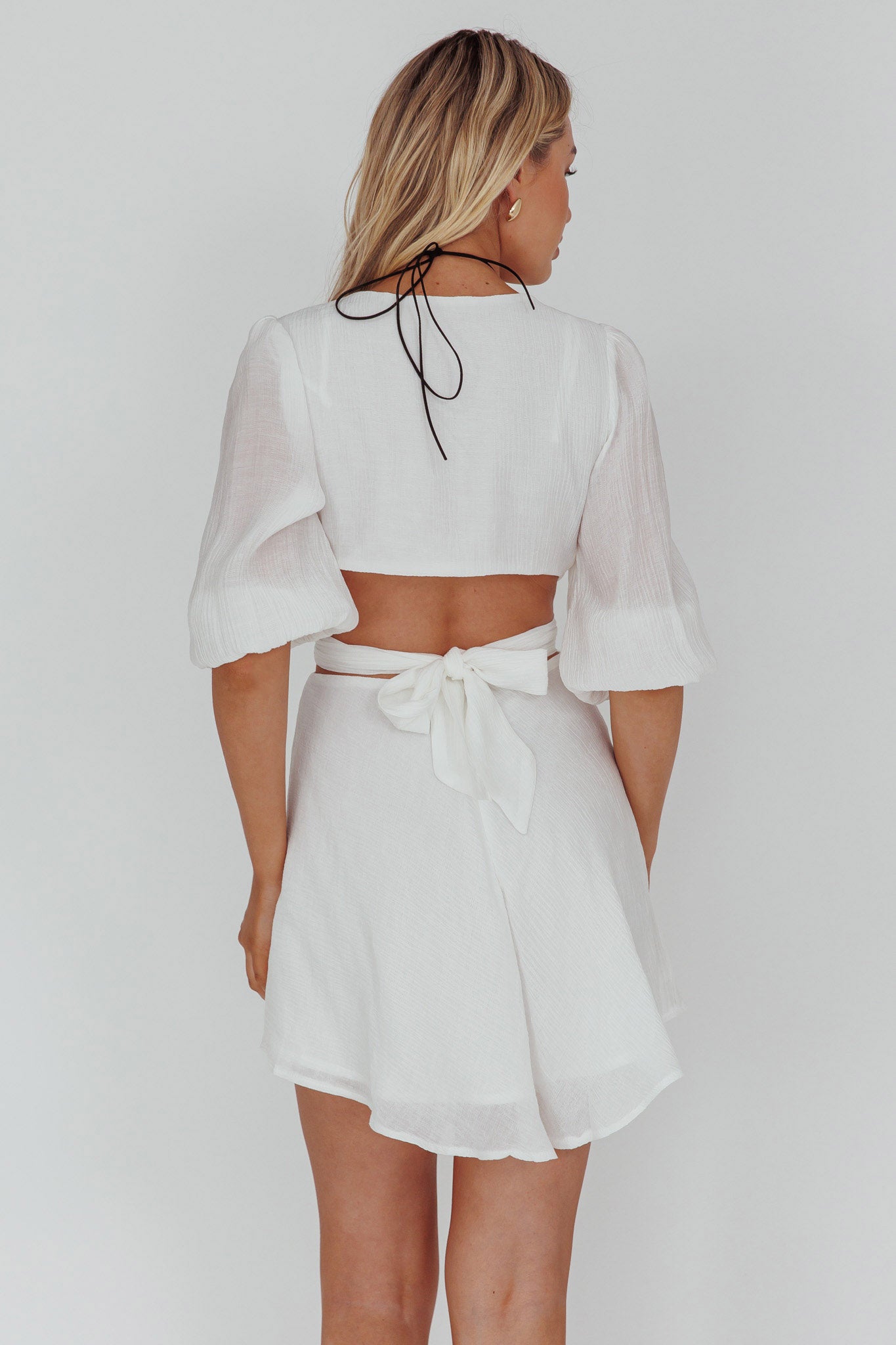 white christmas dresses Sunshine Sweetie Cut-Out Waist Tie Feature Mini Dress White– Selfie Leslie