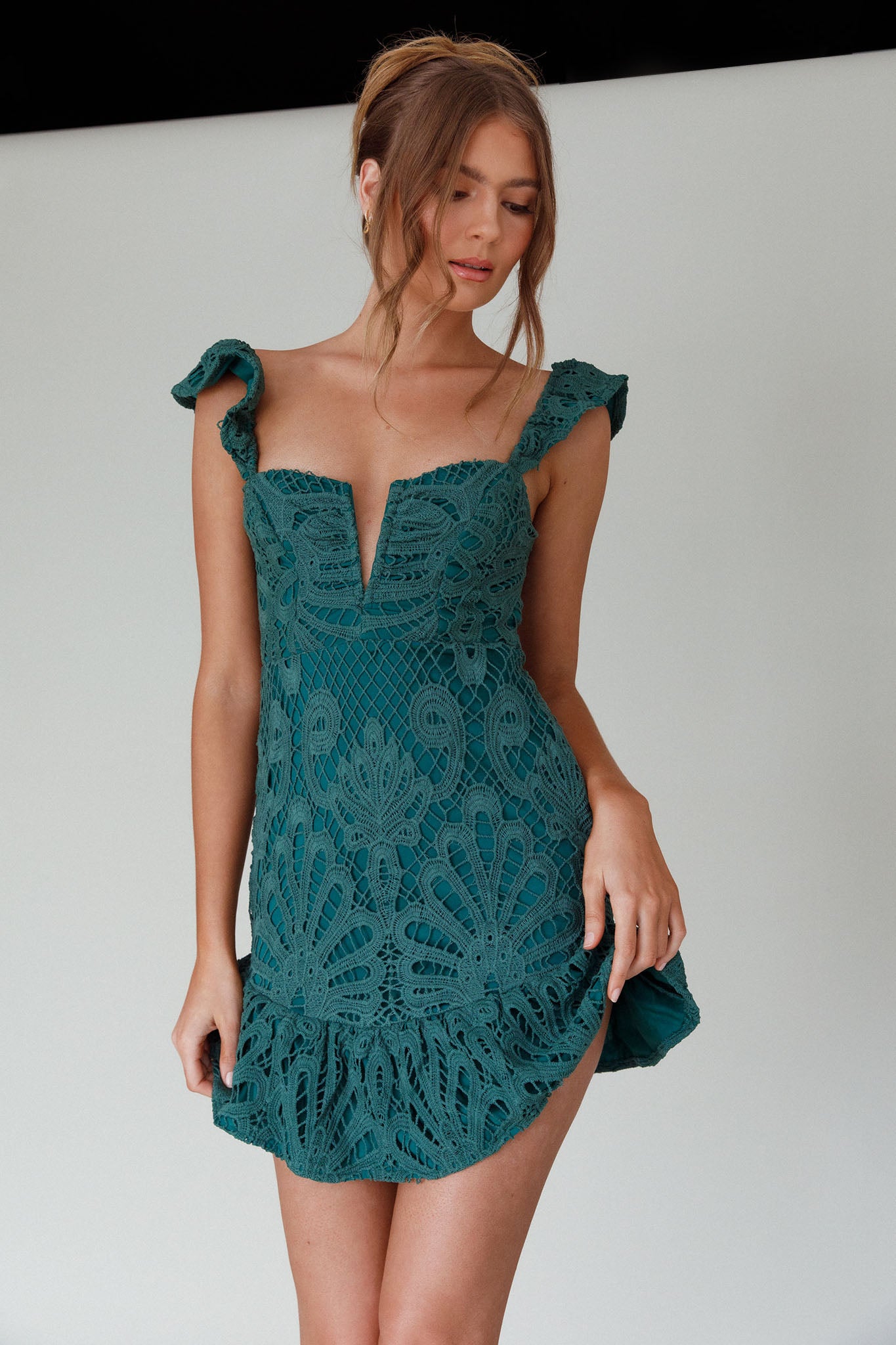forest green dress lace Photo Finish Forest Green Sequin Lace-Up Maxi Dress